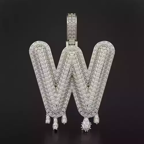 Bubble Letter W with Drip Pendant 3D print model