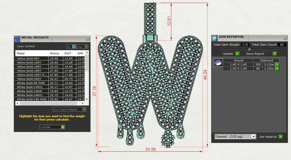 Bubble Letter W with Drip Pendant 3D print model_11