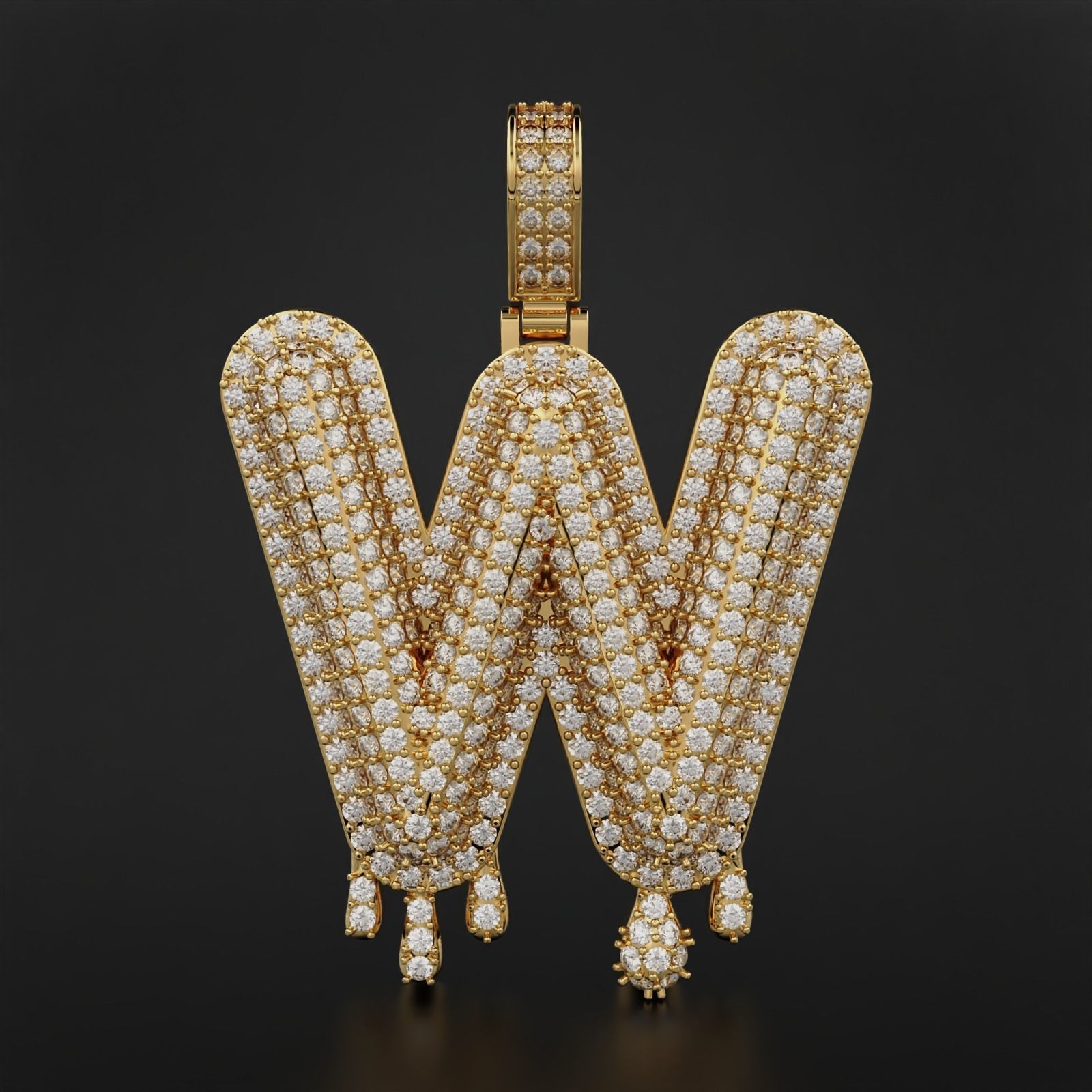 Bubble Letter W with Drip Pendant 3D print model_2