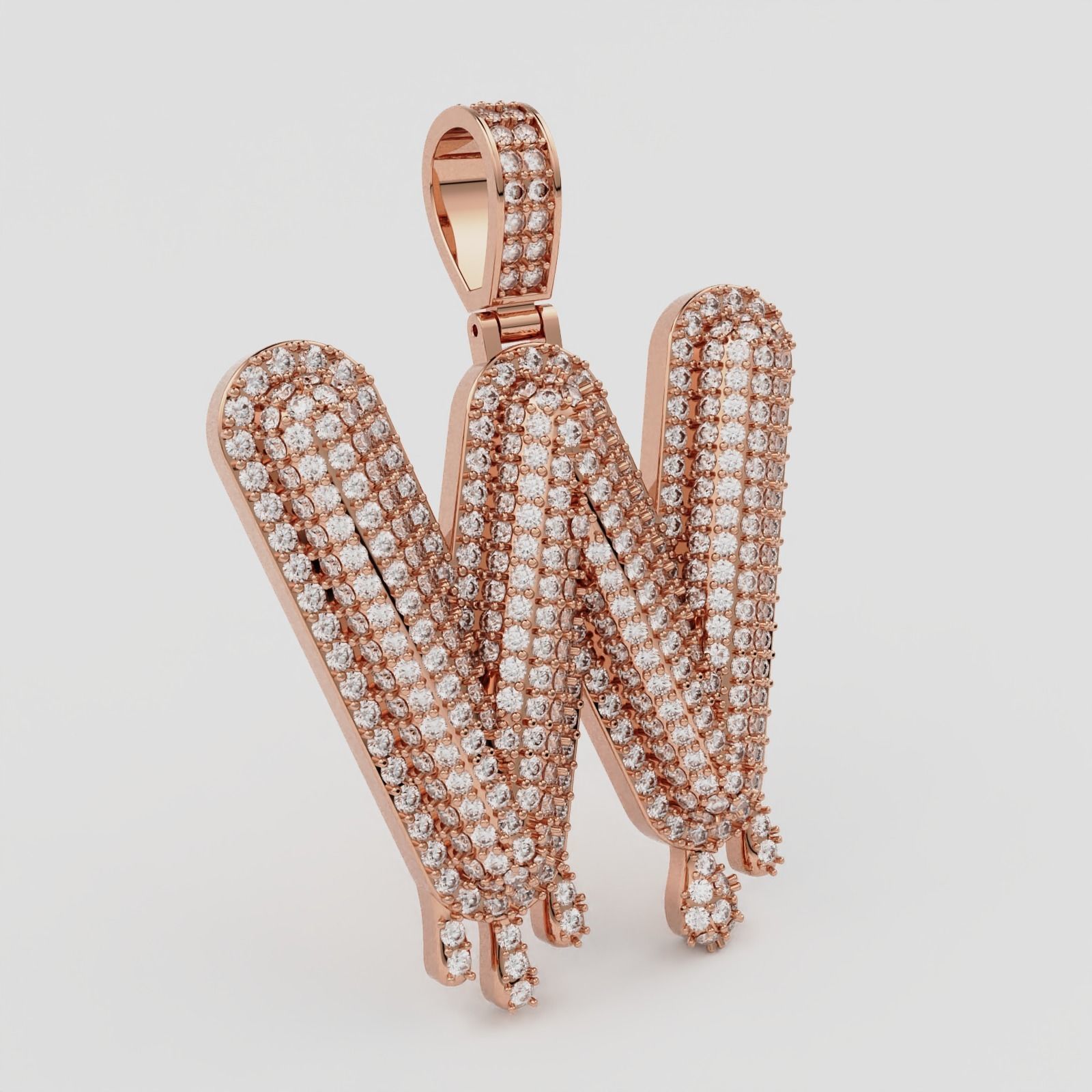 Bubble Letter W with Drip Pendant 3D print model_5