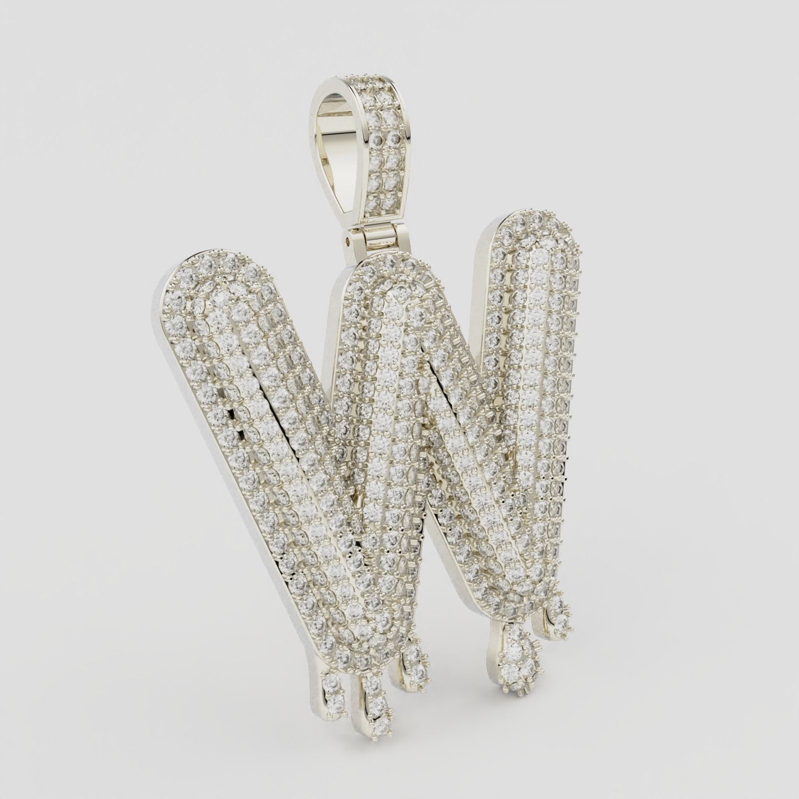 Bubble Letter W with Drip Pendant 3D print model_3