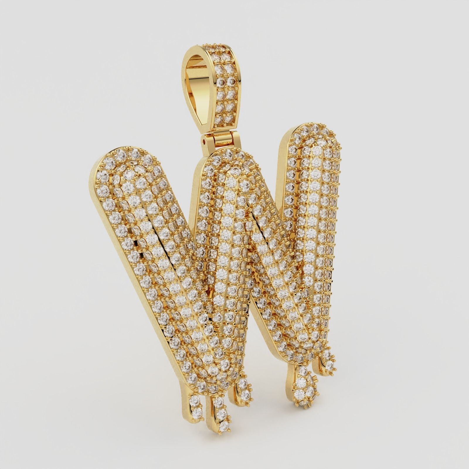 Bubble Letter W with Drip Pendant 3D print model_4