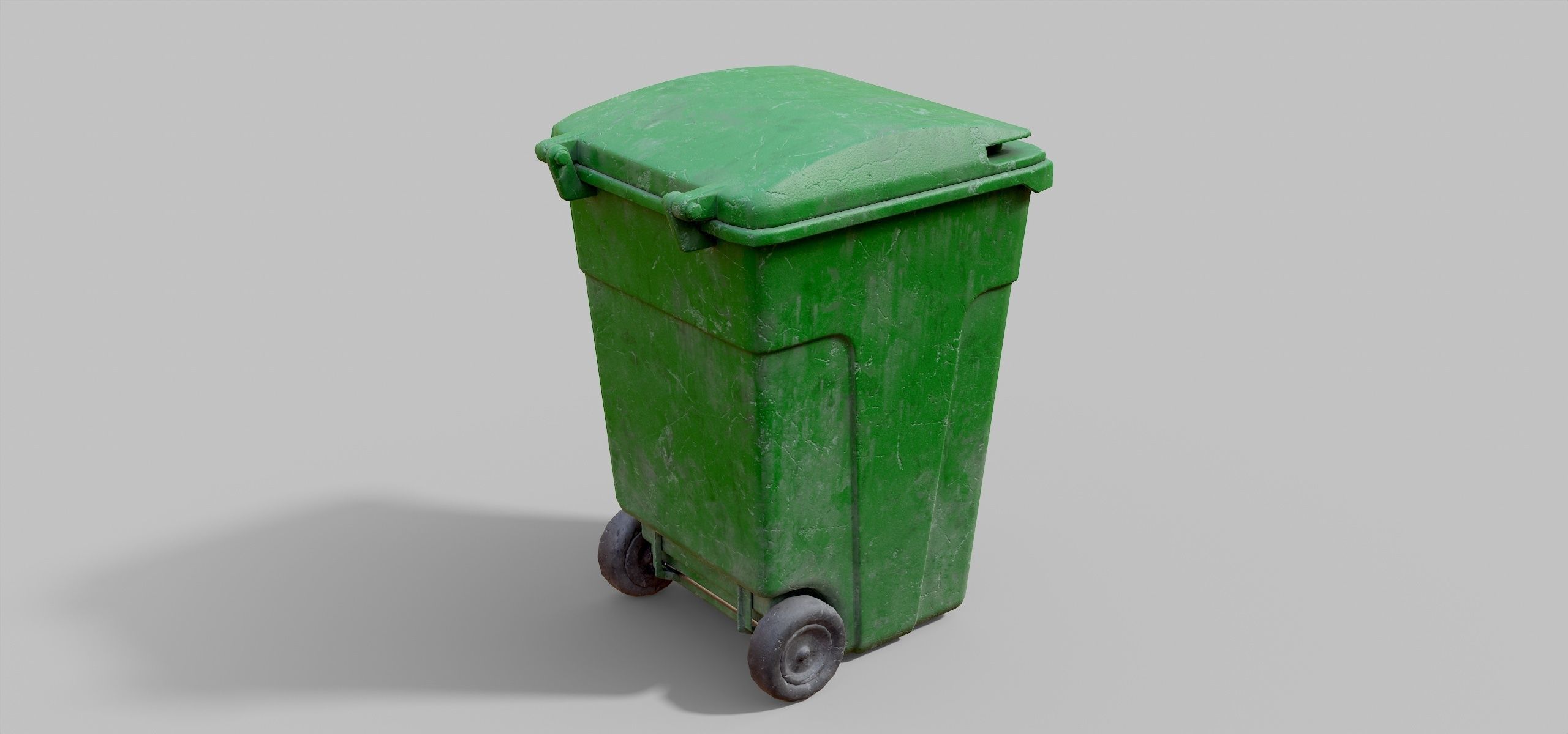 Green Parisian Trash Bin Low-poly 3D model_2