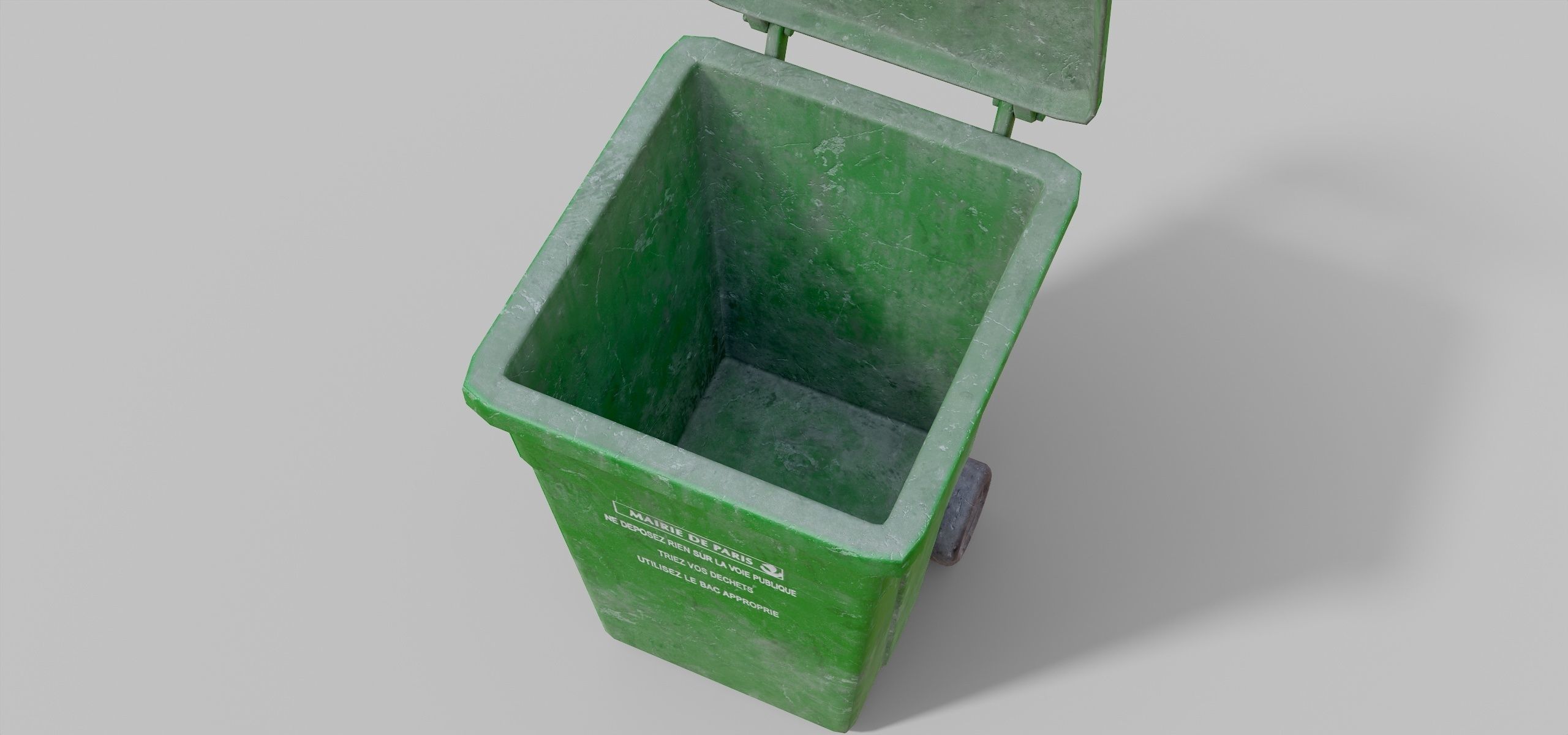 Green Parisian Trash Bin Low-poly 3D model_6