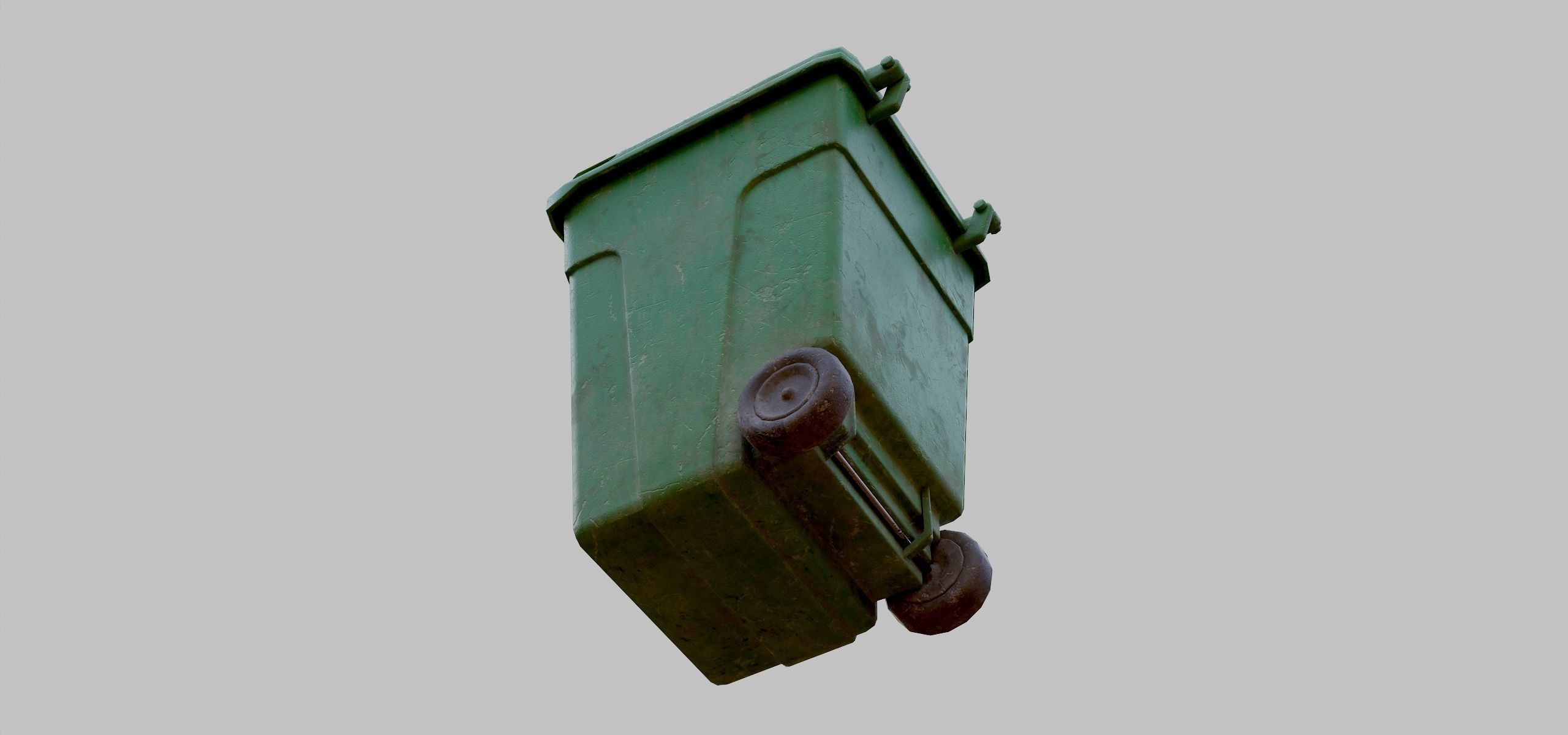 Green Parisian Trash Bin Low-poly 3D model_4