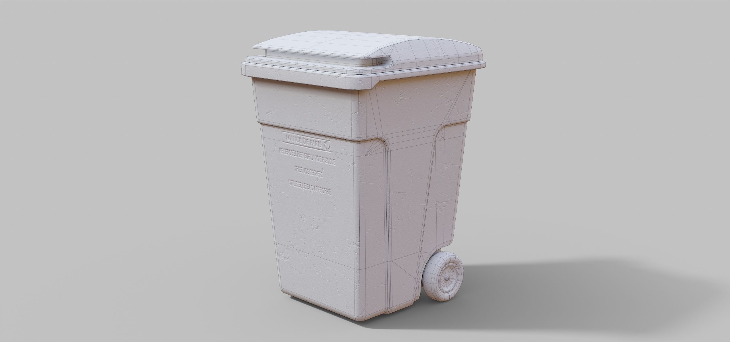 Green Parisian Trash Bin Low-poly 3D model_7