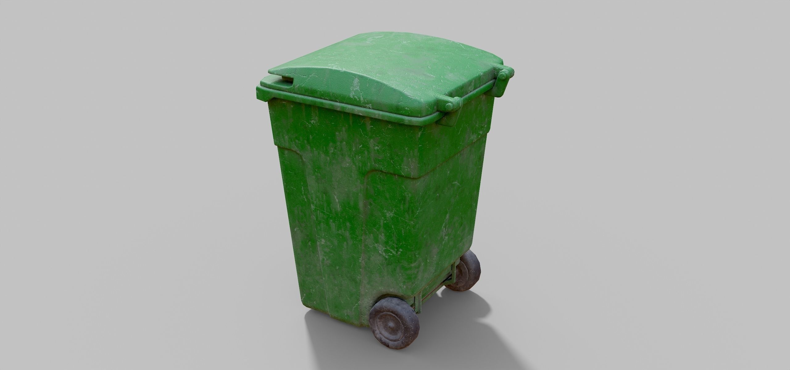 Green Parisian Trash Bin Low-poly 3D model_1