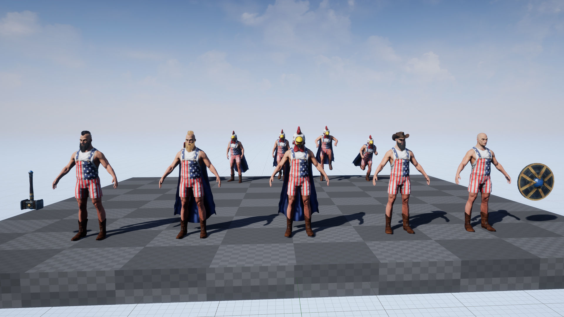 Superhero man chicken Low-poly 3D model_17