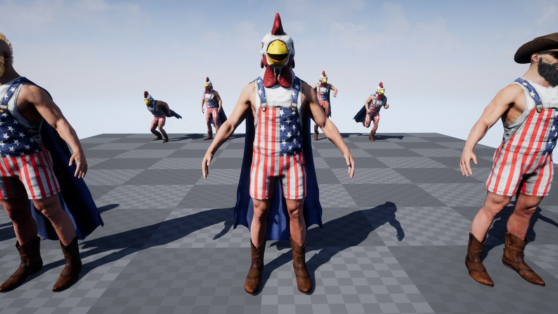 Superhero man chicken Low-poly 3D model_16