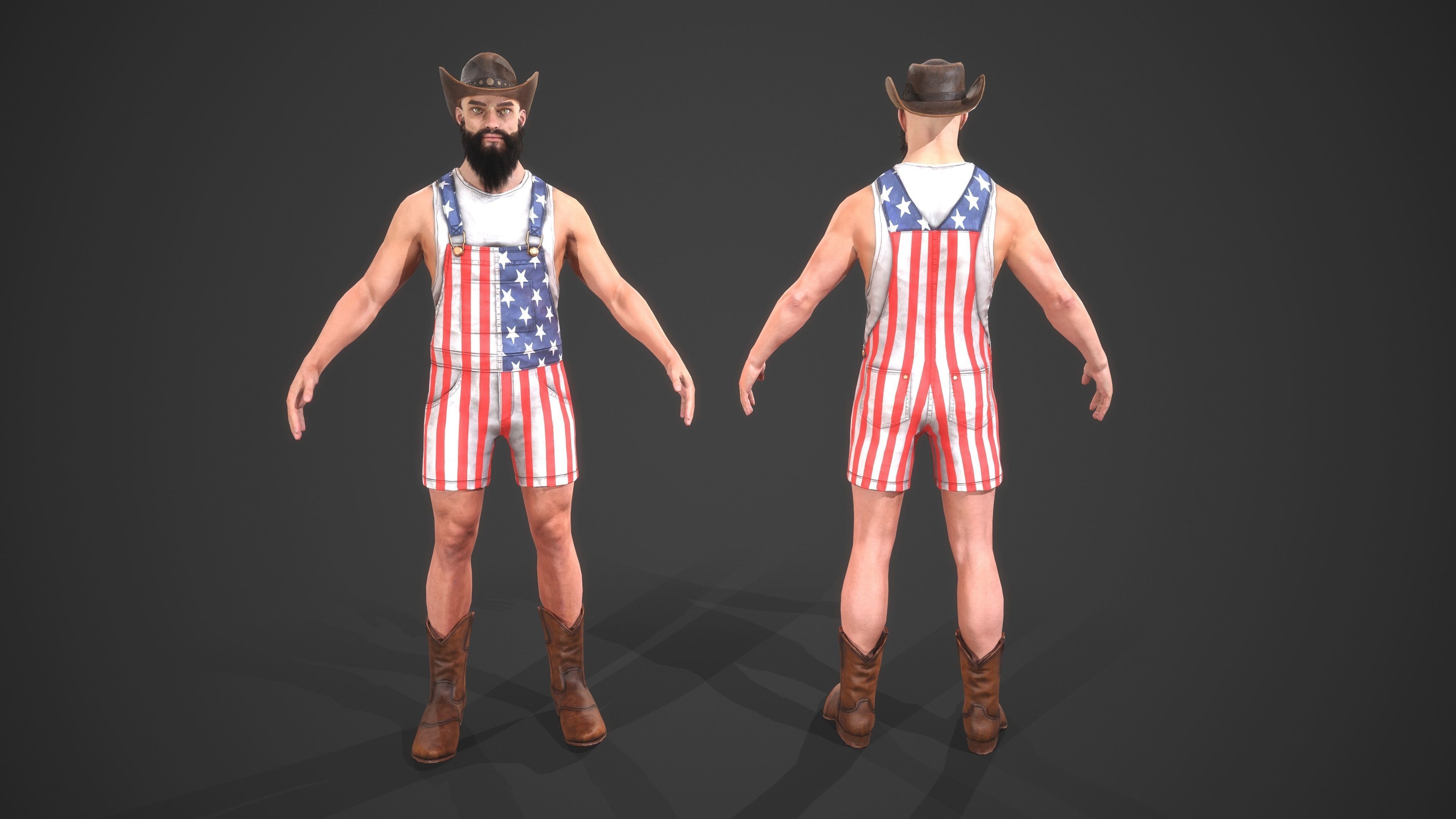 Superhero man chicken Low-poly 3D model_5