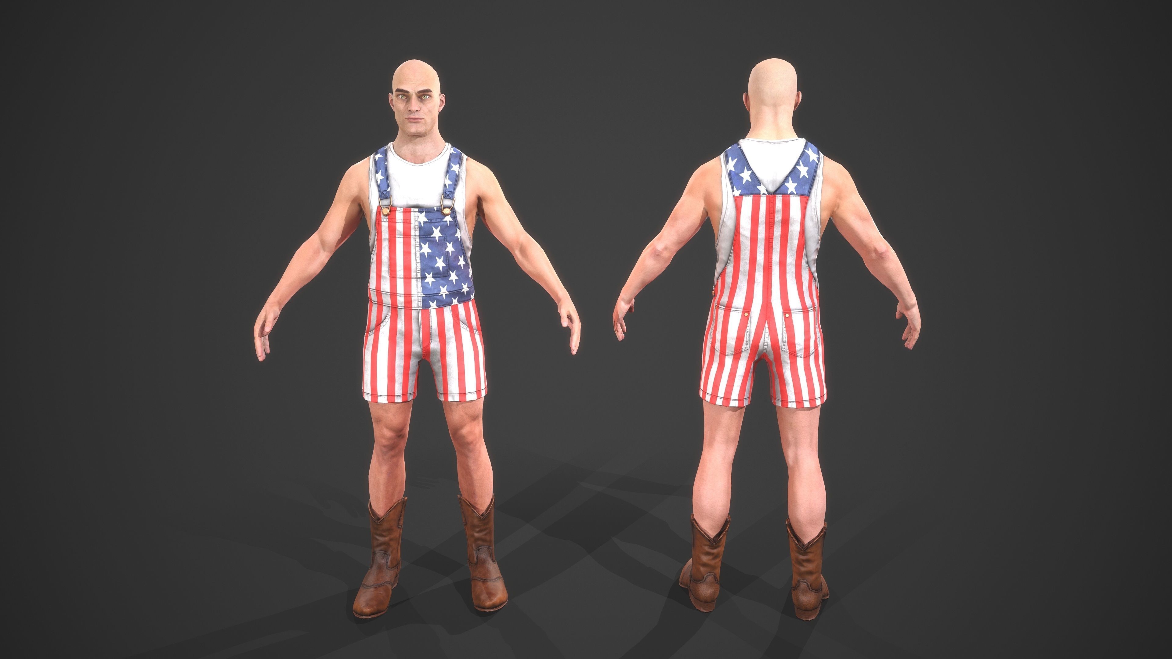 Superhero man chicken Low-poly 3D model_8