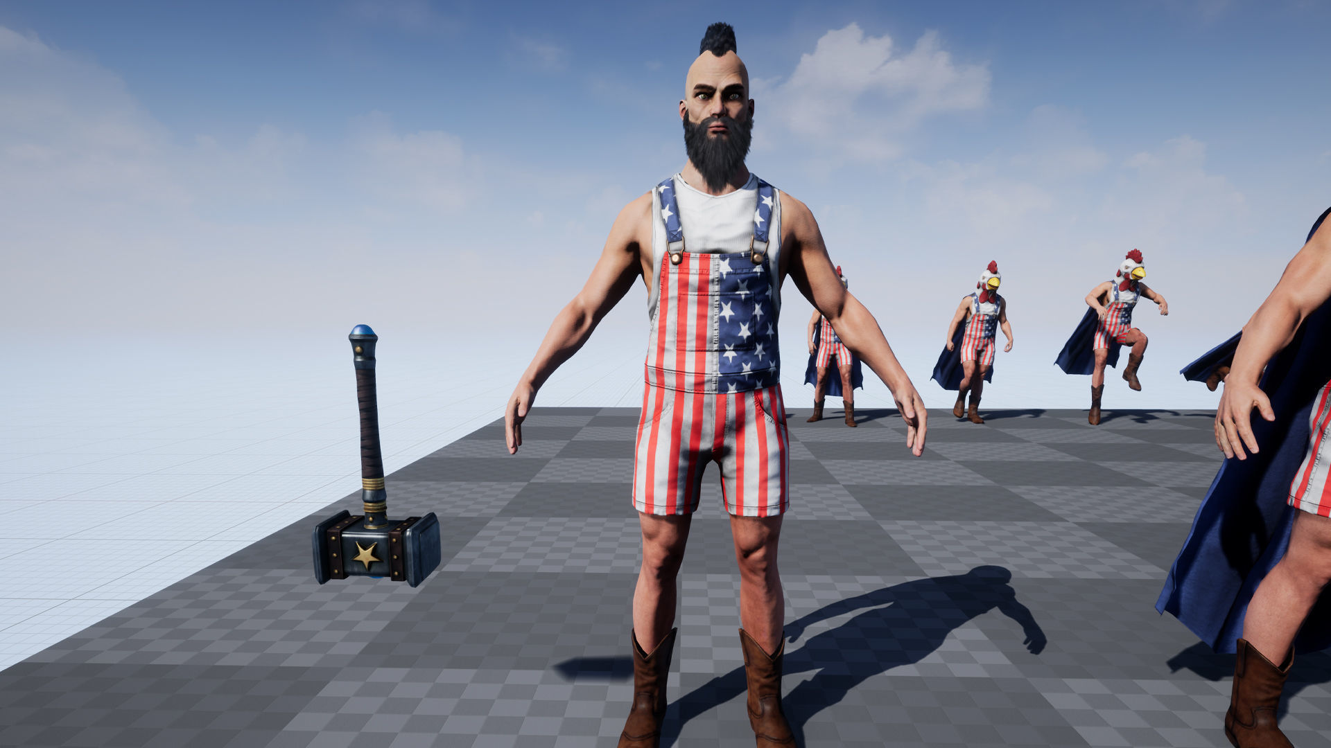 Superhero man chicken Low-poly 3D model_14