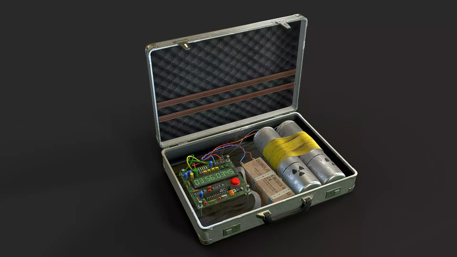 Bomb Suitcase Low-poly 3D model_0