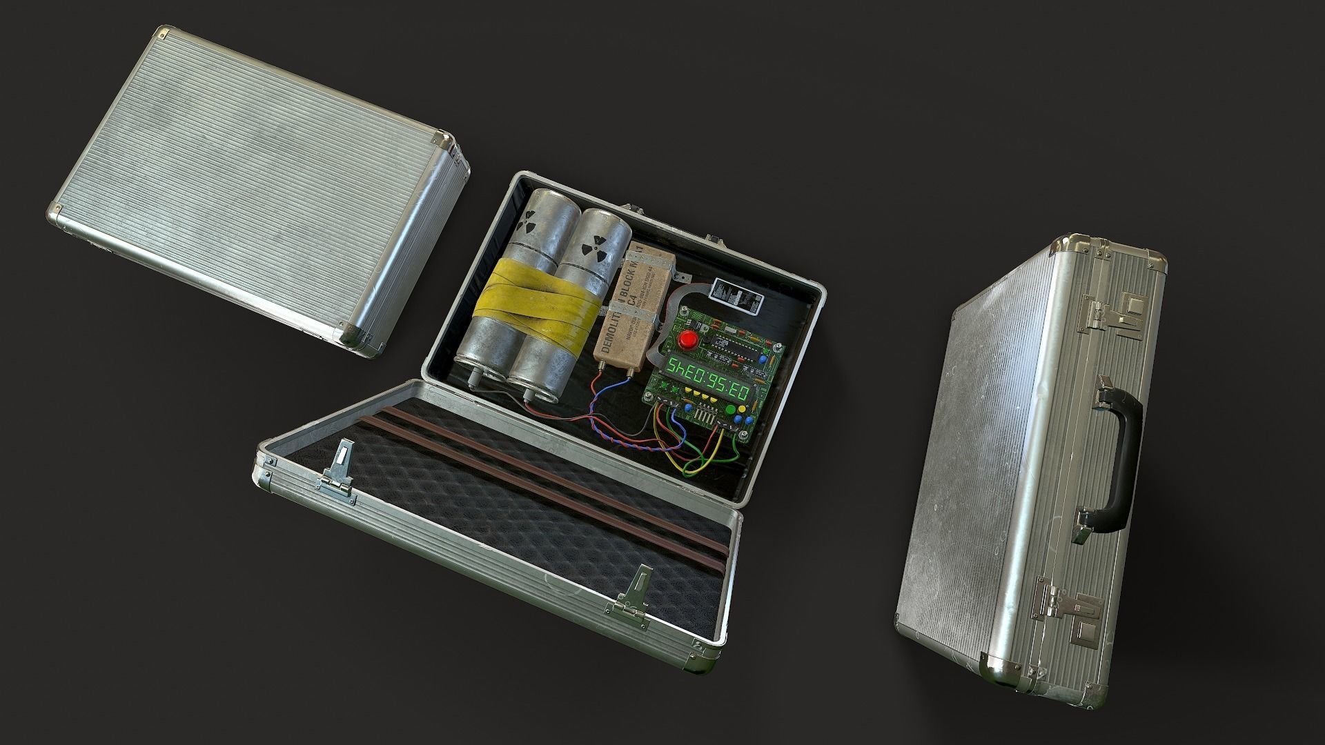 Bomb Suitcase Low-poly 3D model_8