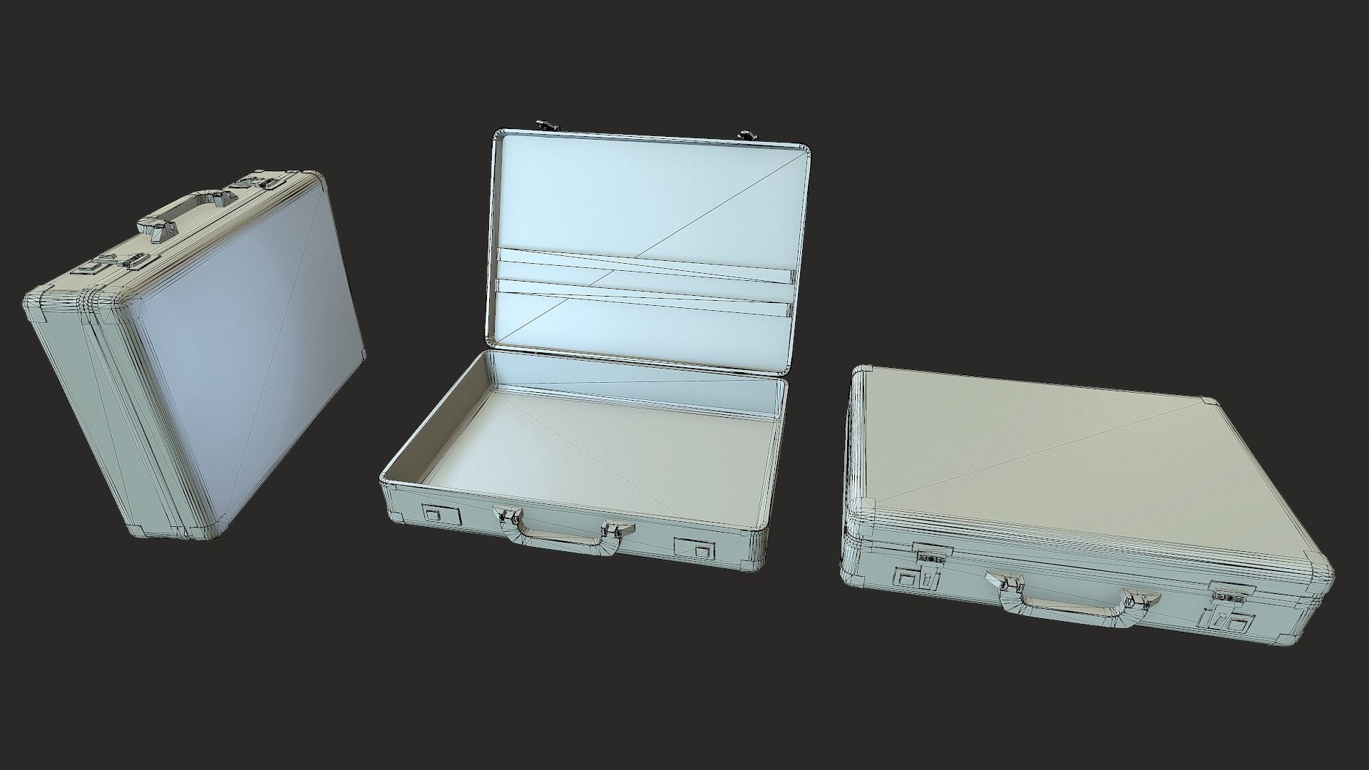 Metal Suitcase Low-poly 3D model_12