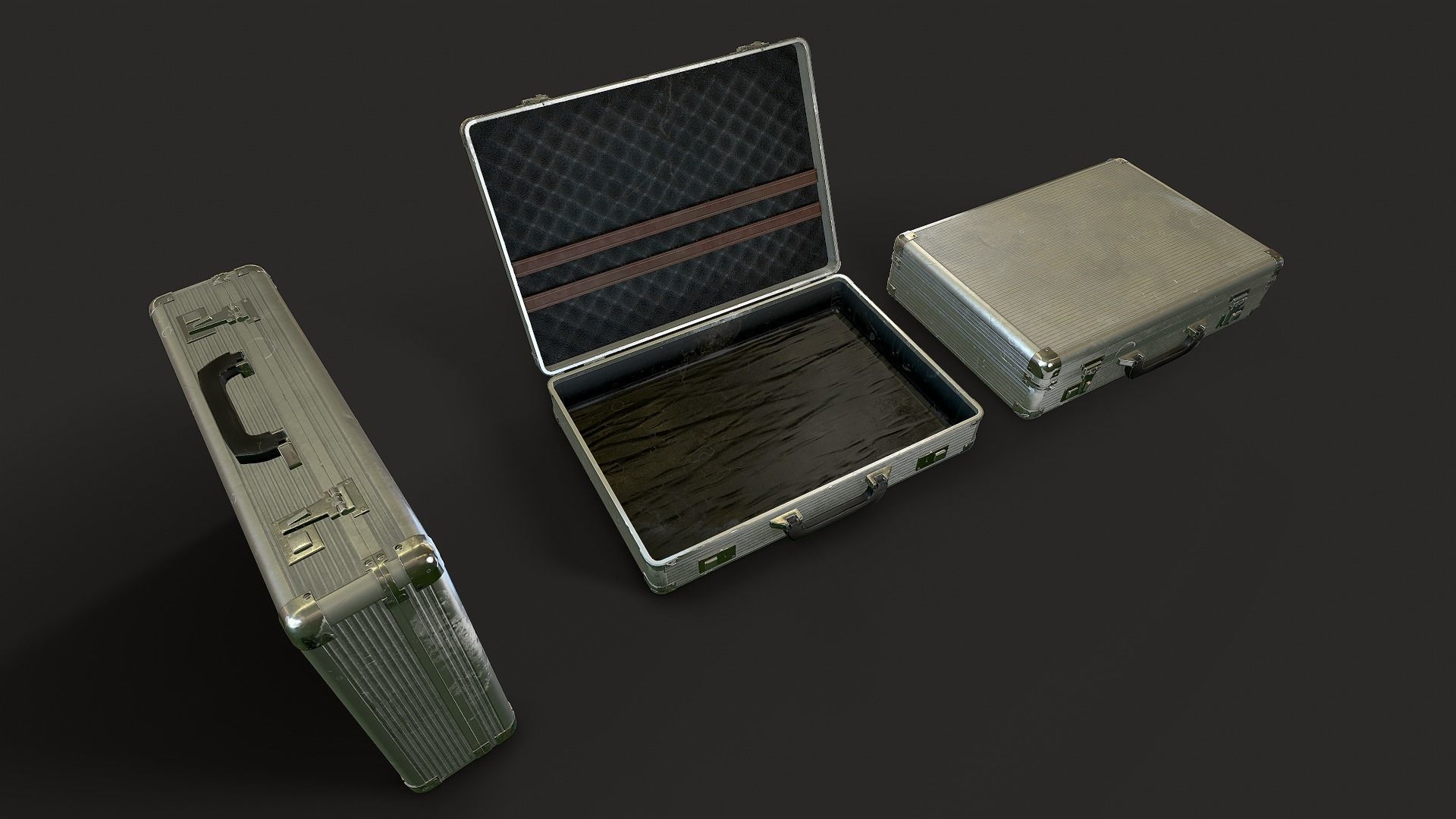 Metal Suitcase Low-poly 3D model_8