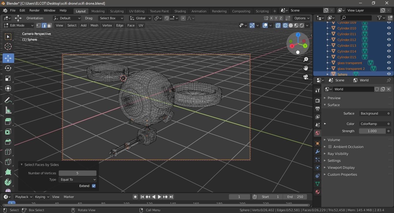 Sci fi  drone  Low-poly 3D model_5