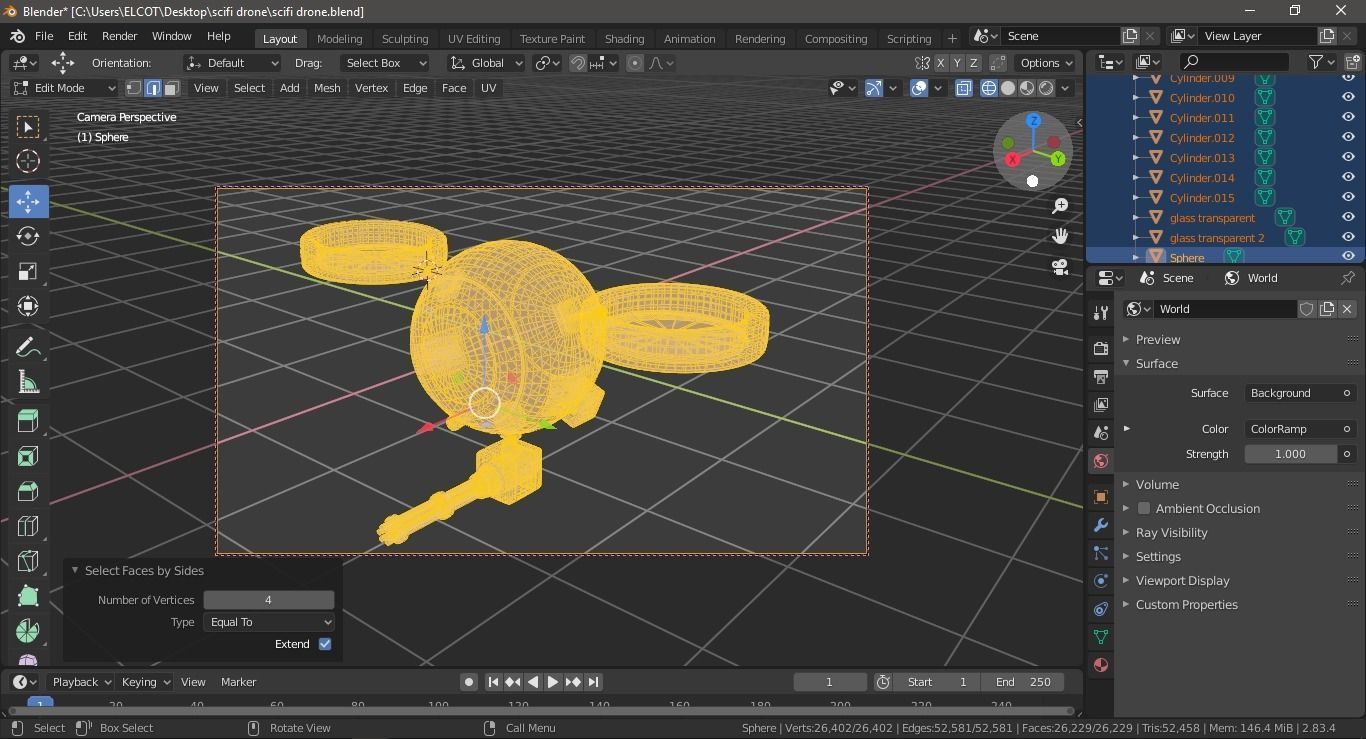 Sci fi  drone  Low-poly 3D model_6