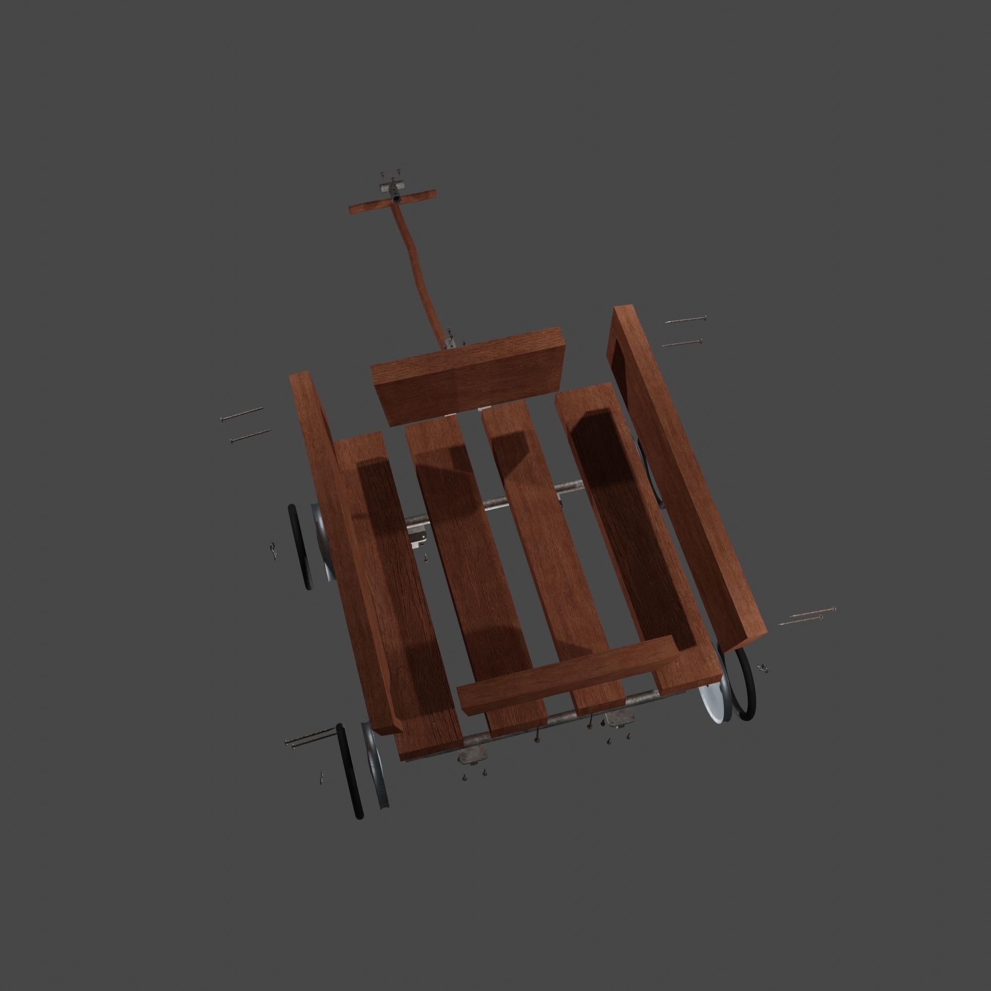 Little Wooden Wagon with Pins and Screws 3D model_14