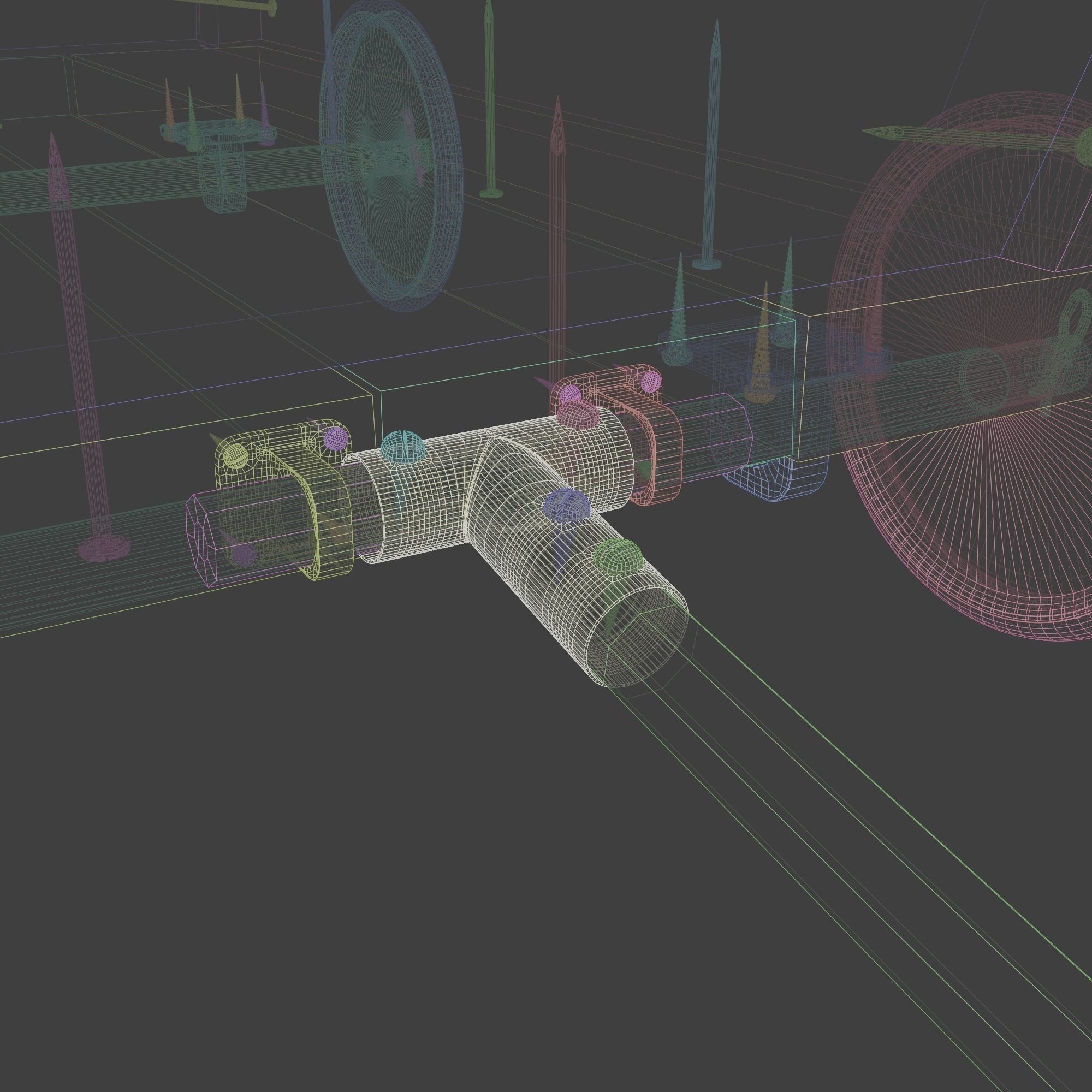 Little Wooden Wagon with Pins and Screws 3D model_29