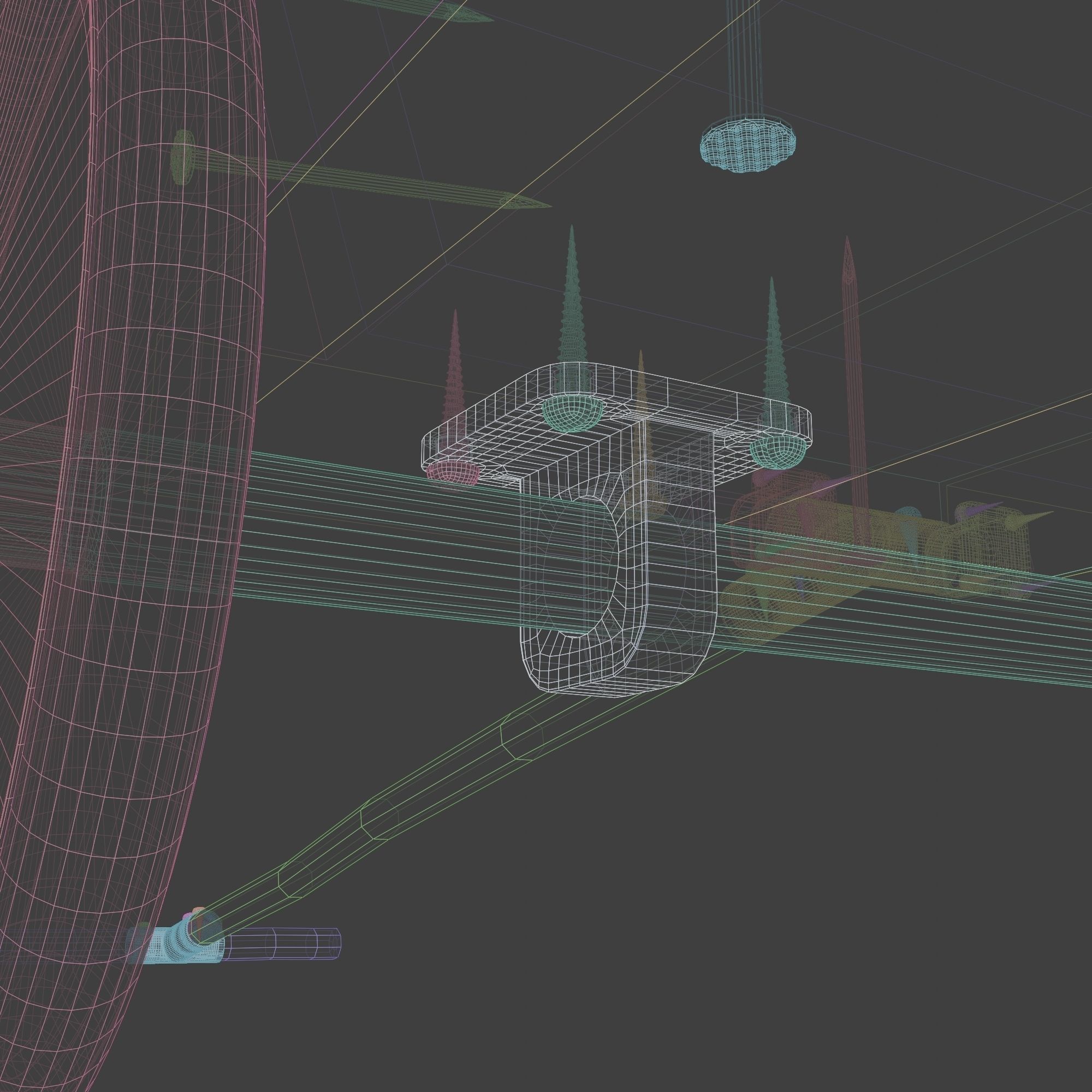 Little Wooden Wagon with Pins and Screws 3D model_35