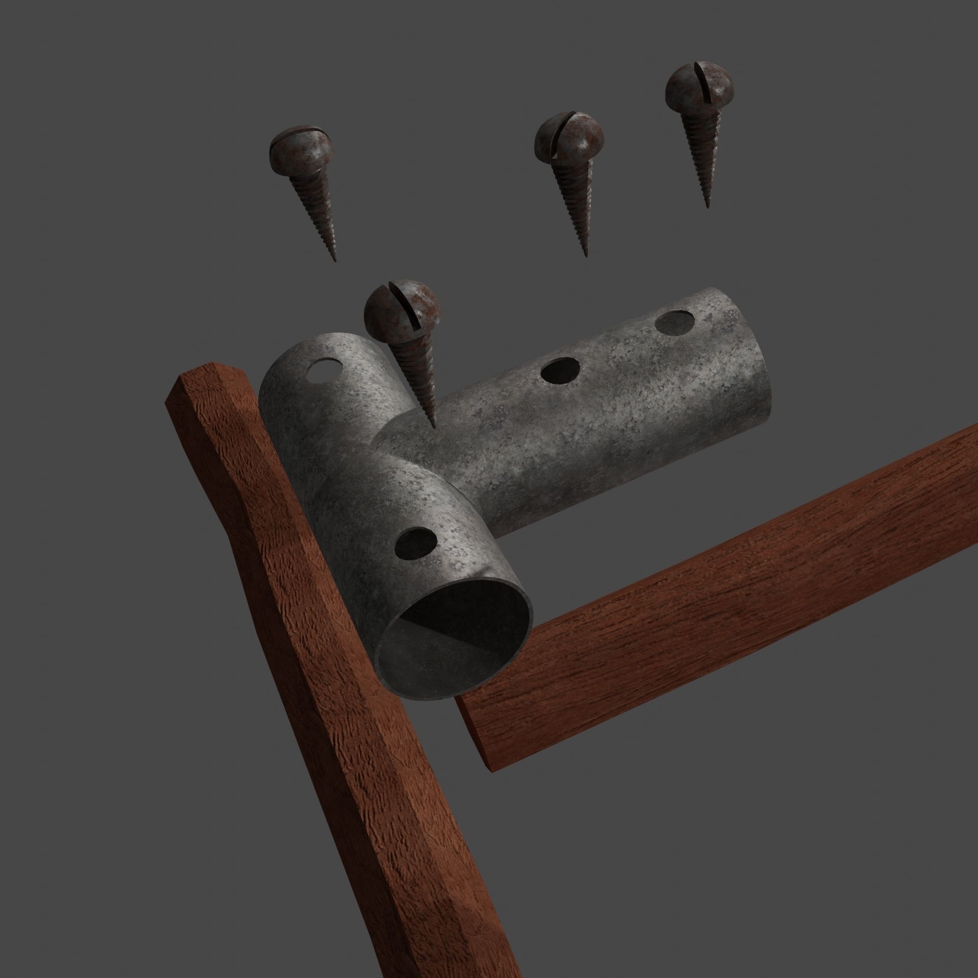 Little Wooden Wagon with Pins and Screws 3D model_22