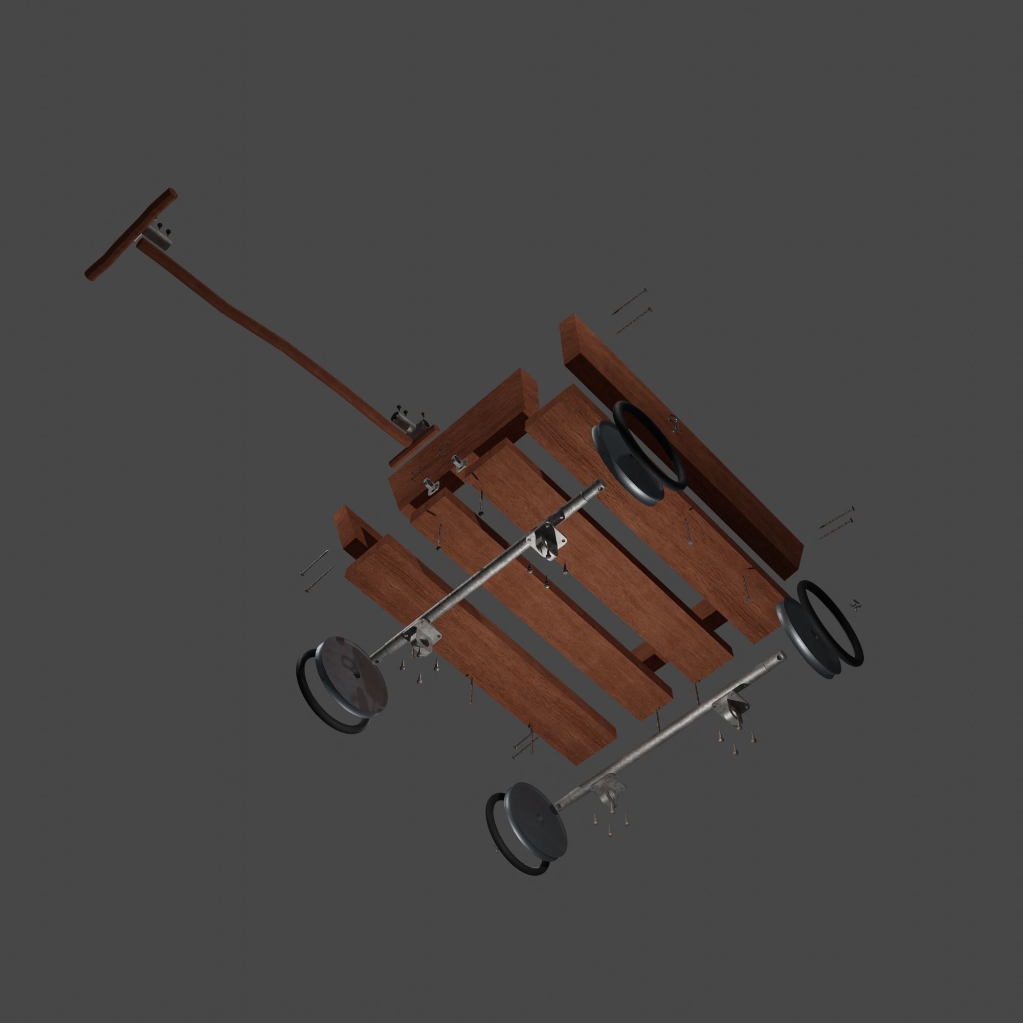 Little Wooden Wagon with Pins and Screws 3D model_18