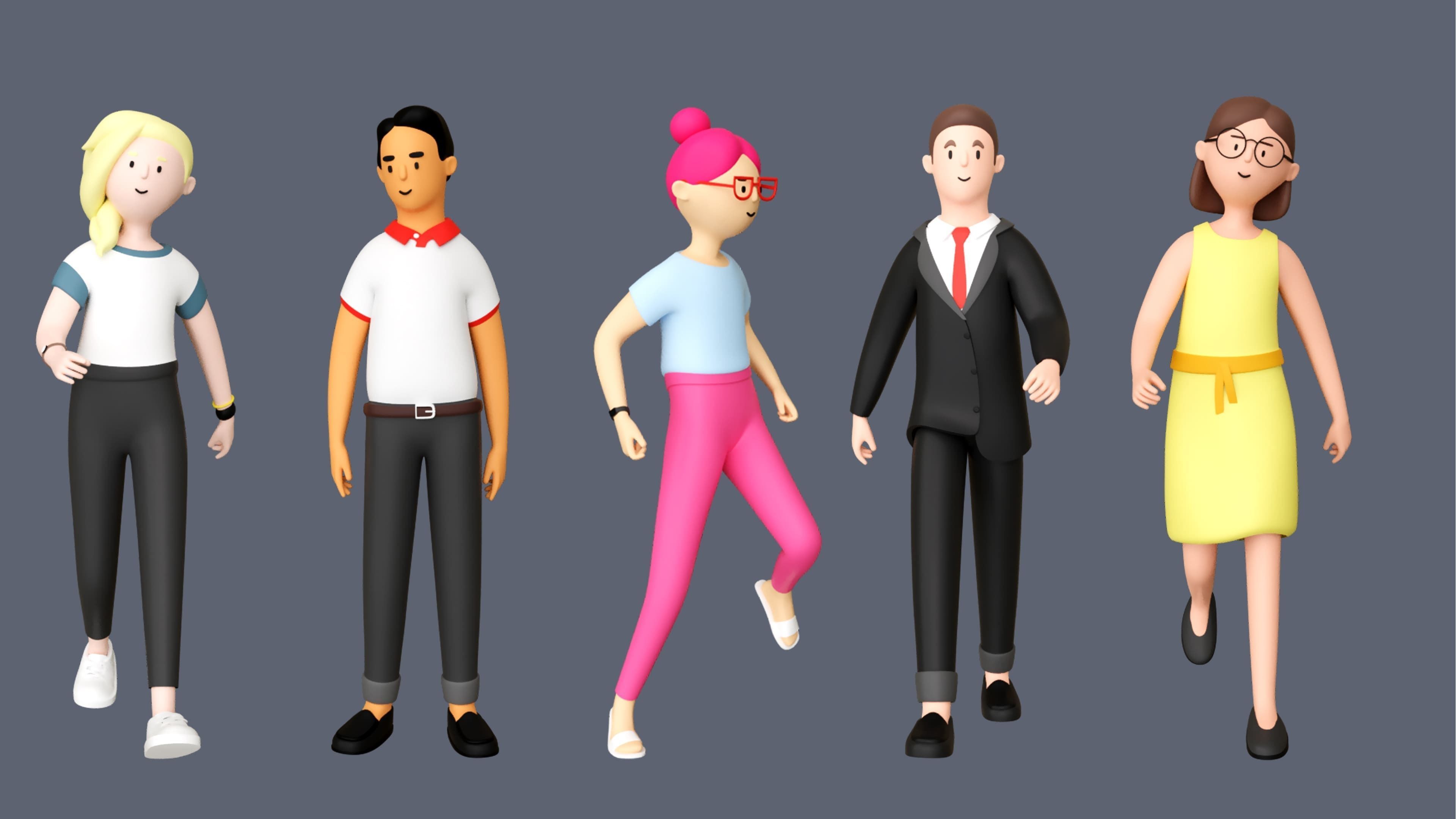 Casual Characters 2  Low-poly 3D model_4