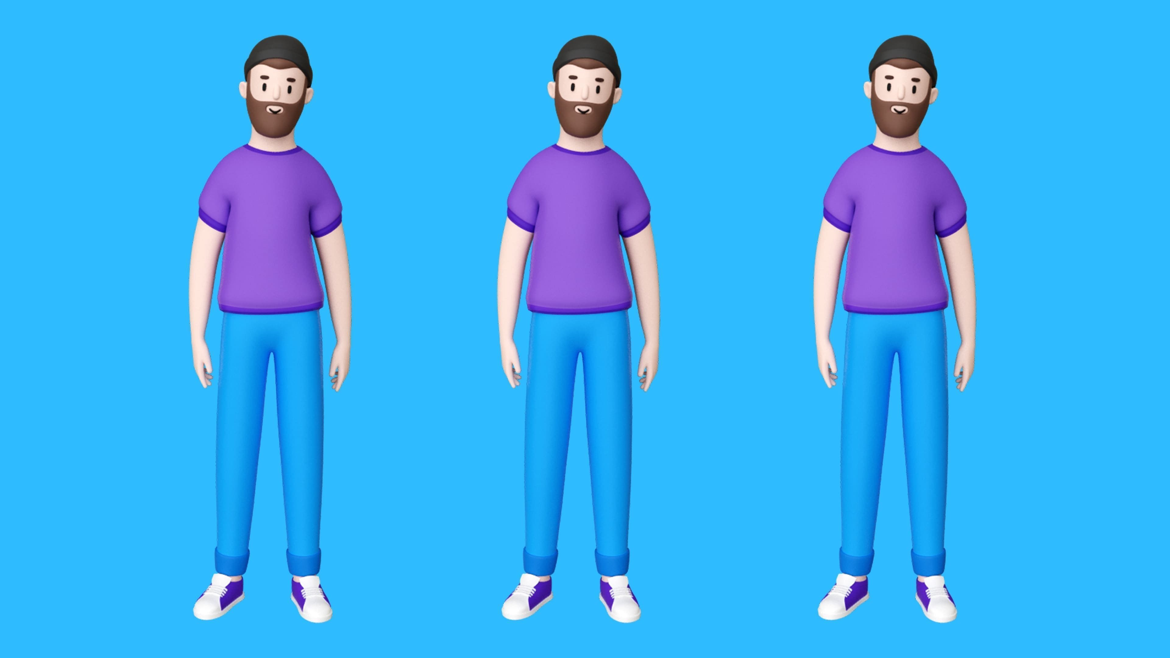 Casual Characters 2  Low-poly 3D model_15