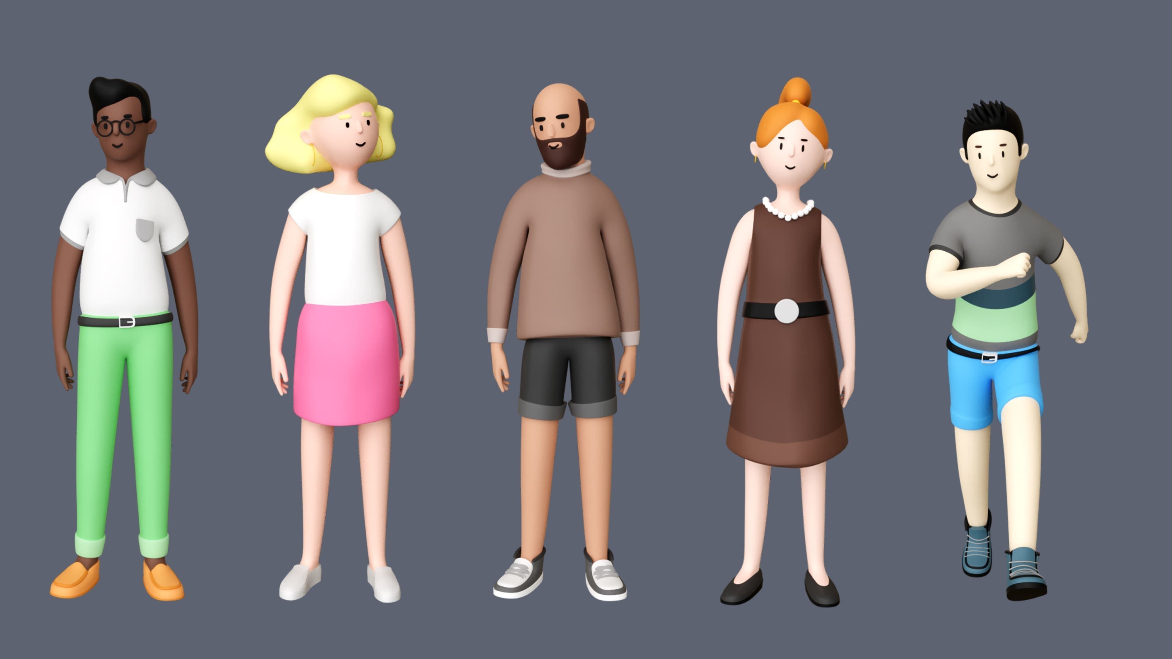 Casual Characters 2  Low-poly 3D model_6