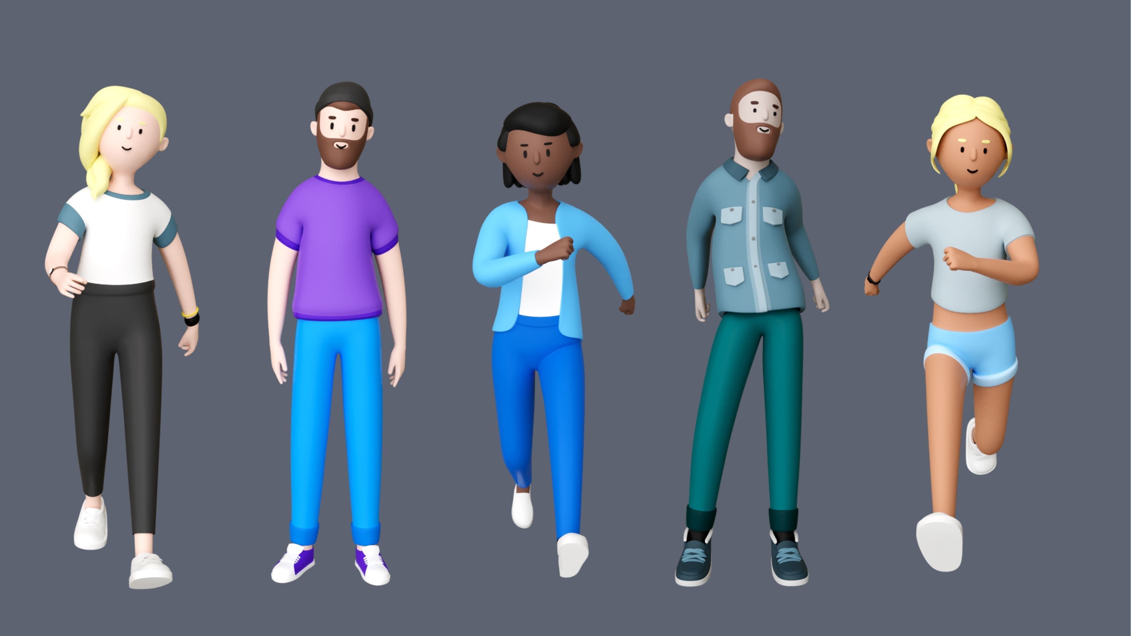 Casual Characters 2  Low-poly 3D model_8