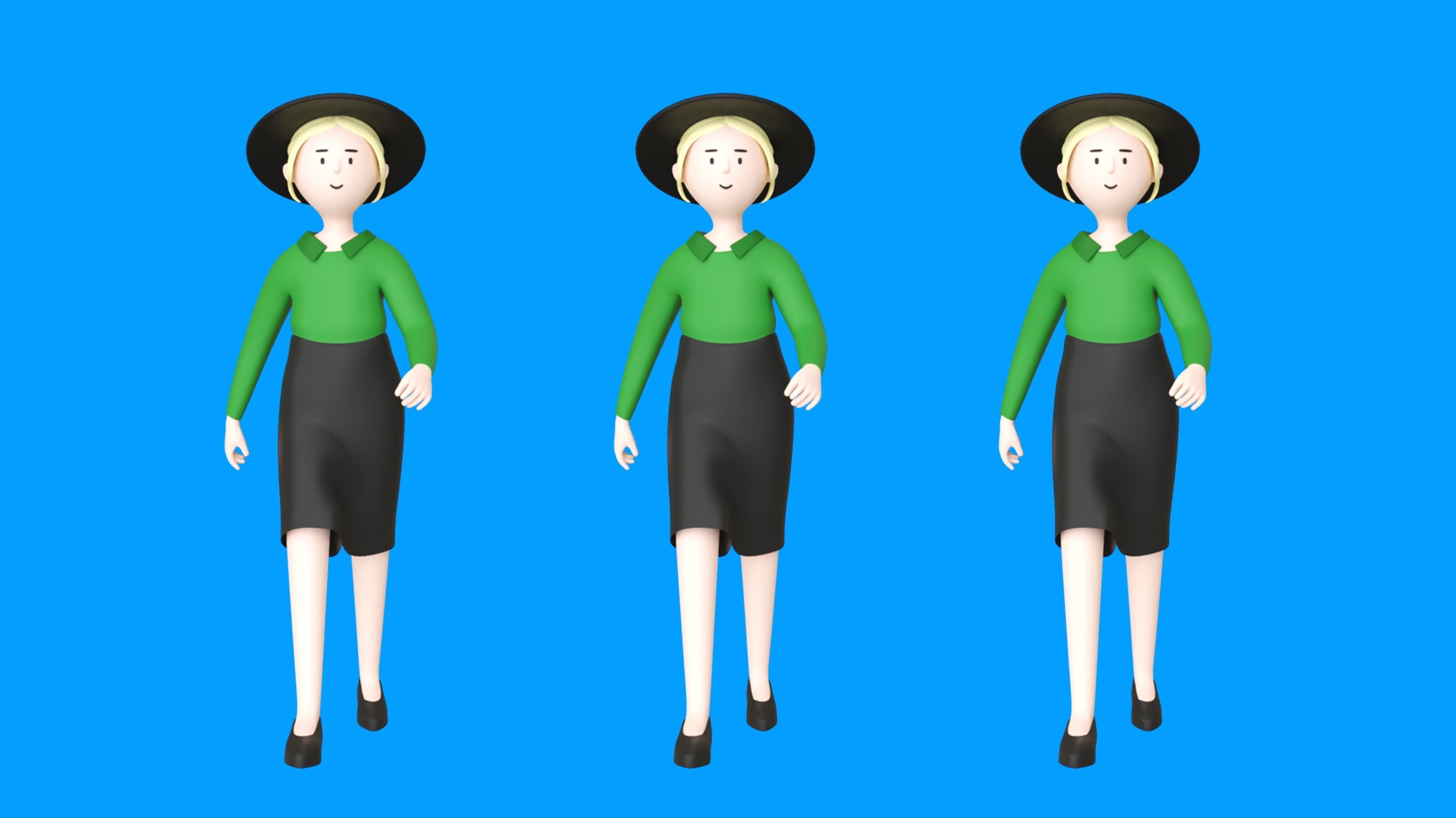 Casual Characters 2  Low-poly 3D model_11