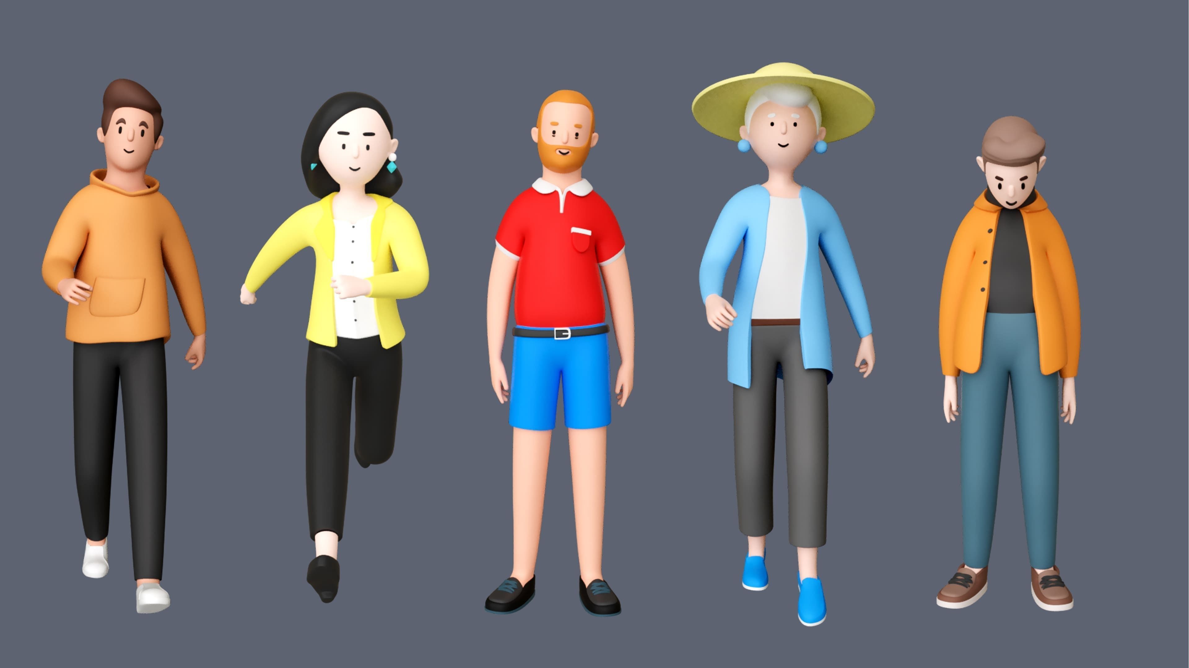 Casual Characters 2  Low-poly 3D model_5