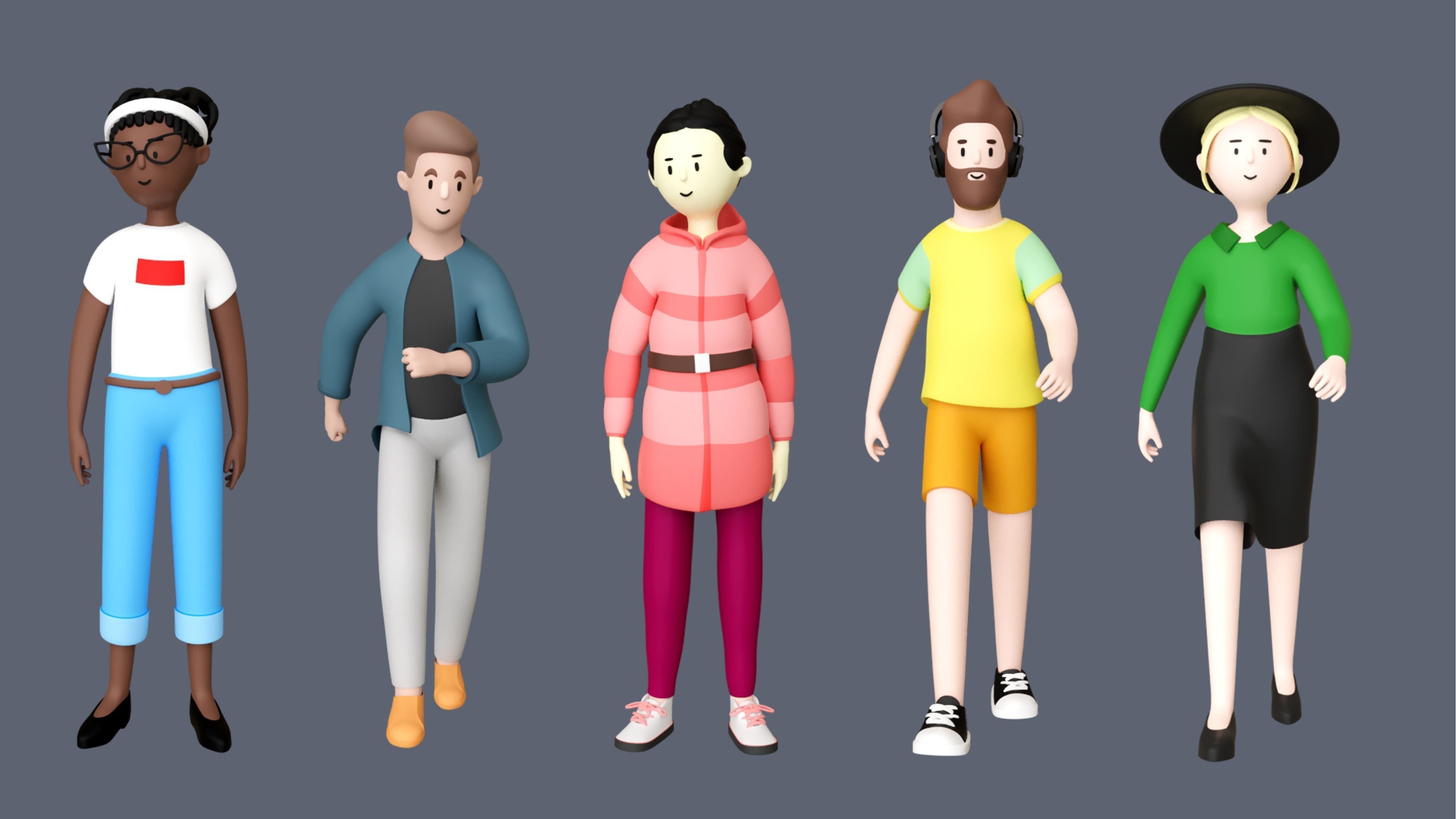 Casual Characters 2  Low-poly 3D model_7