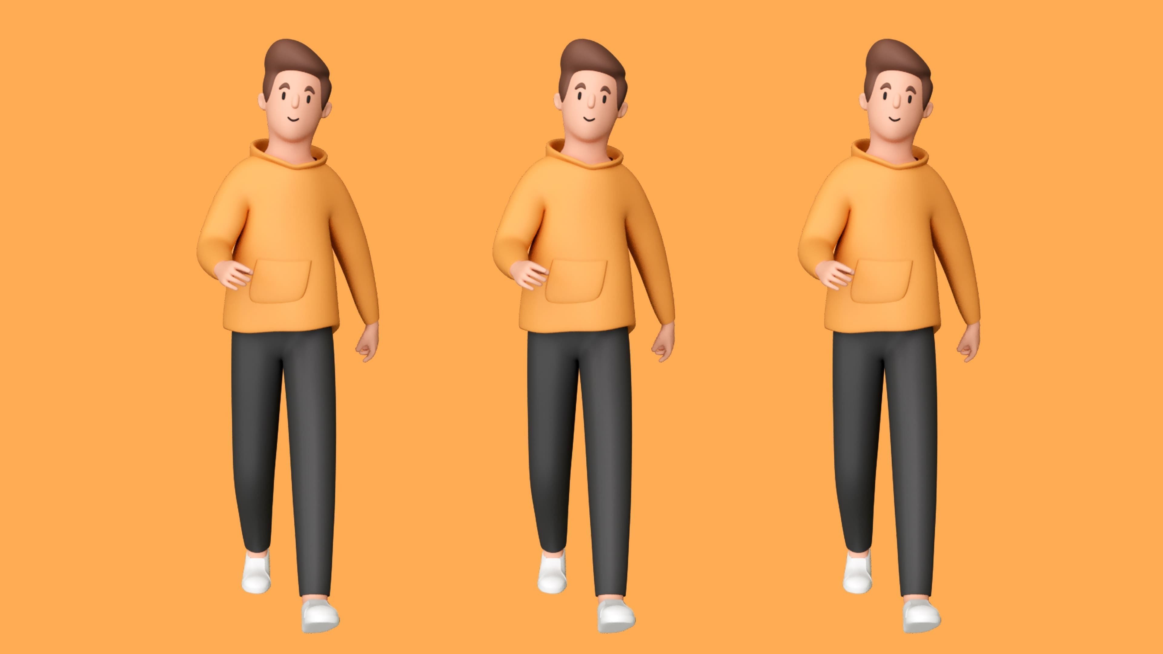 Casual Characters 2  Low-poly 3D model_17