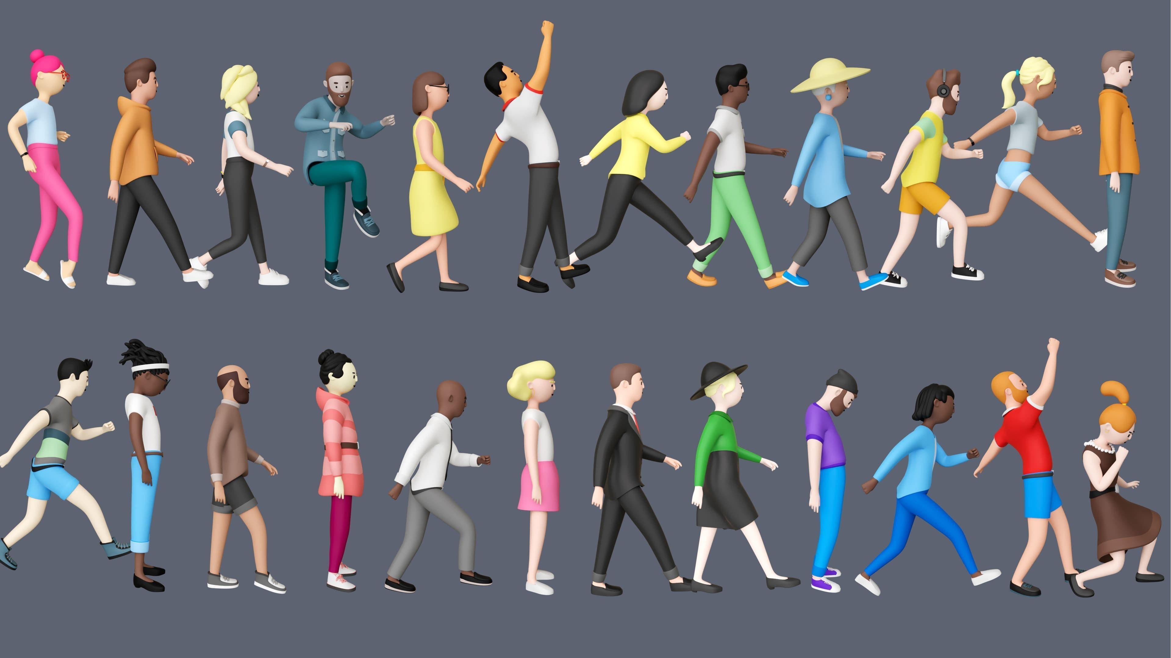 Casual Characters 2  Low-poly 3D model_2