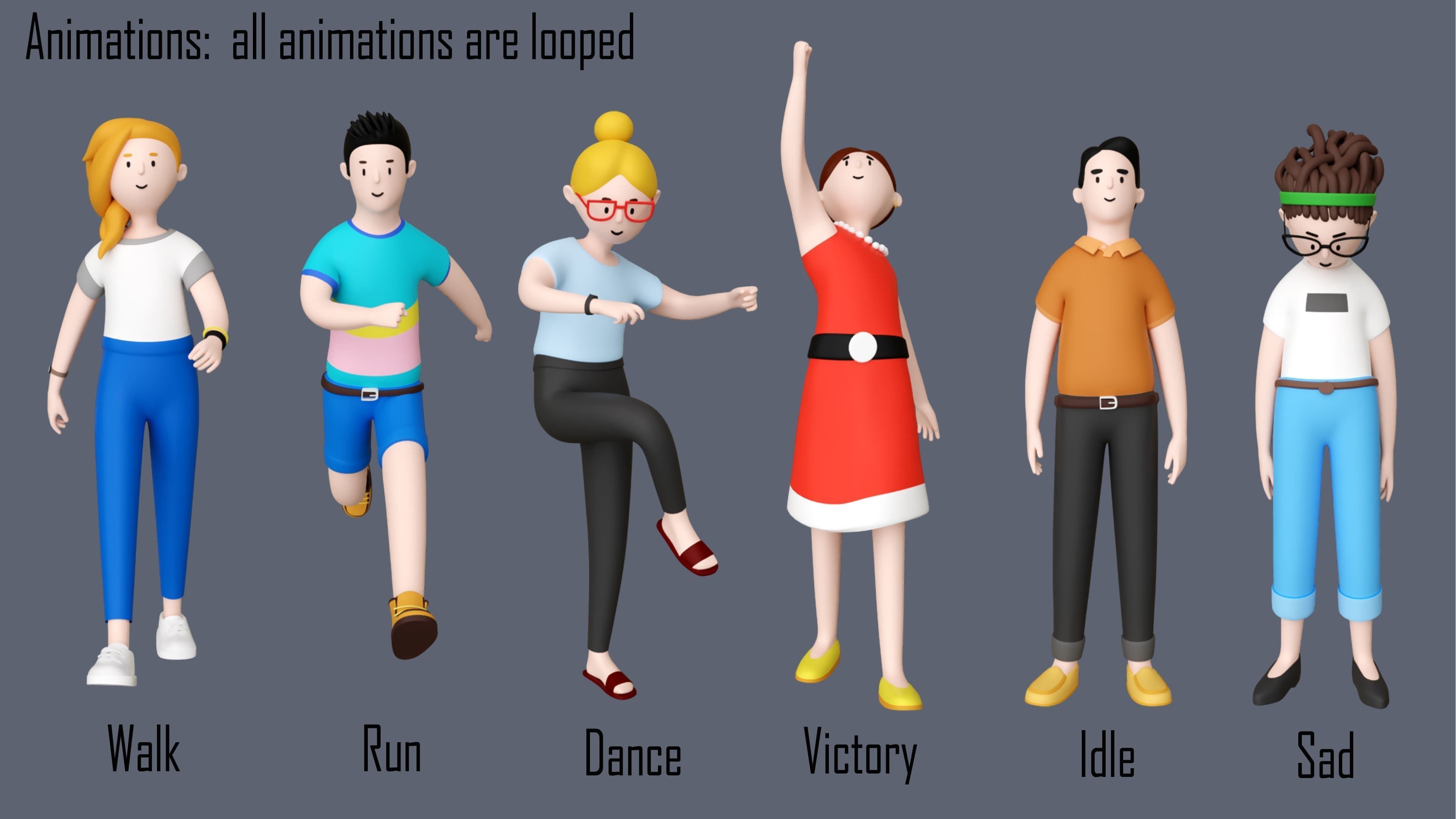 Casual Characters 2  Low-poly 3D model_3