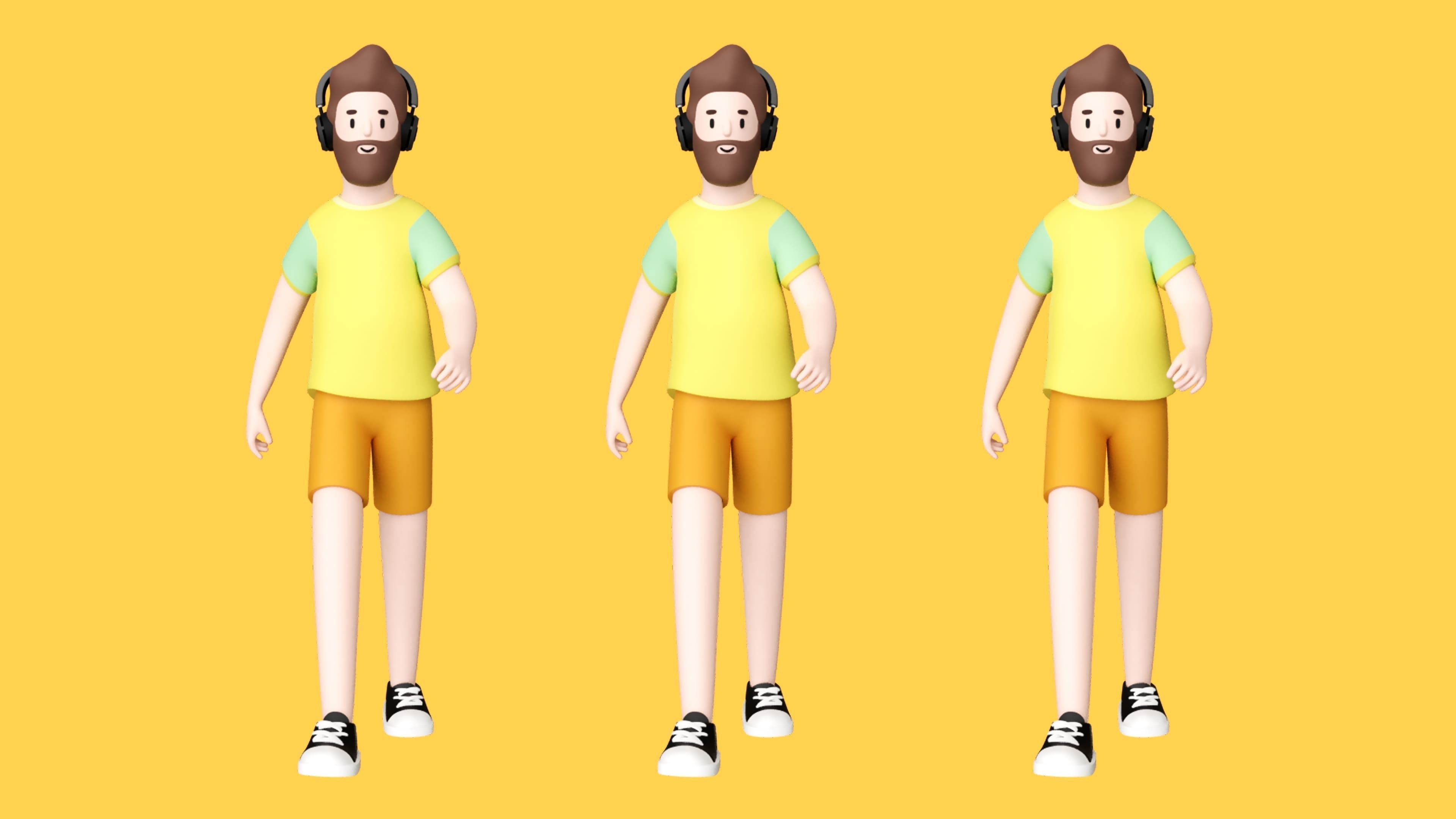 Casual Characters 2  Low-poly 3D model_14