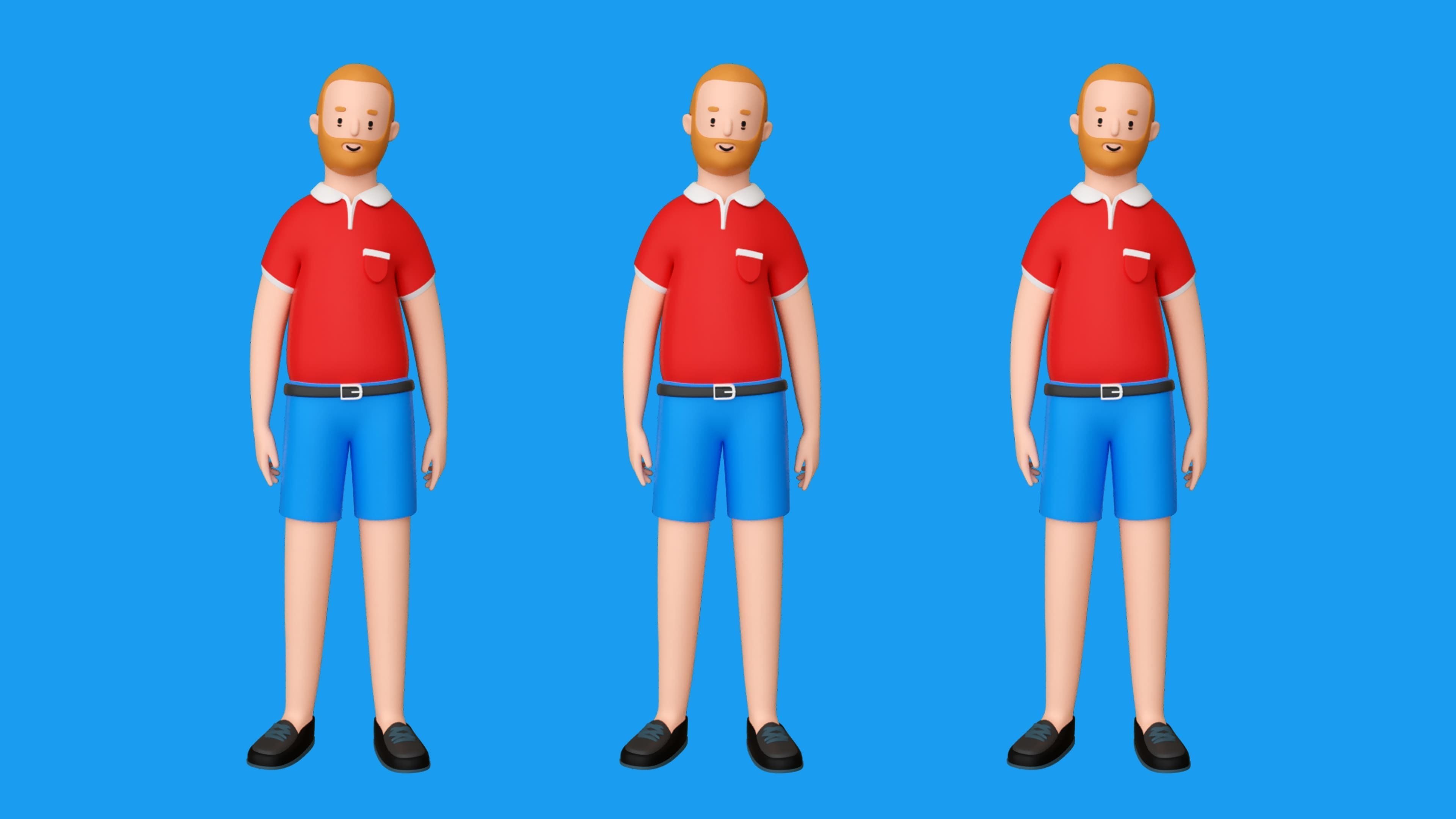 Casual Characters 2  Low-poly 3D model_12