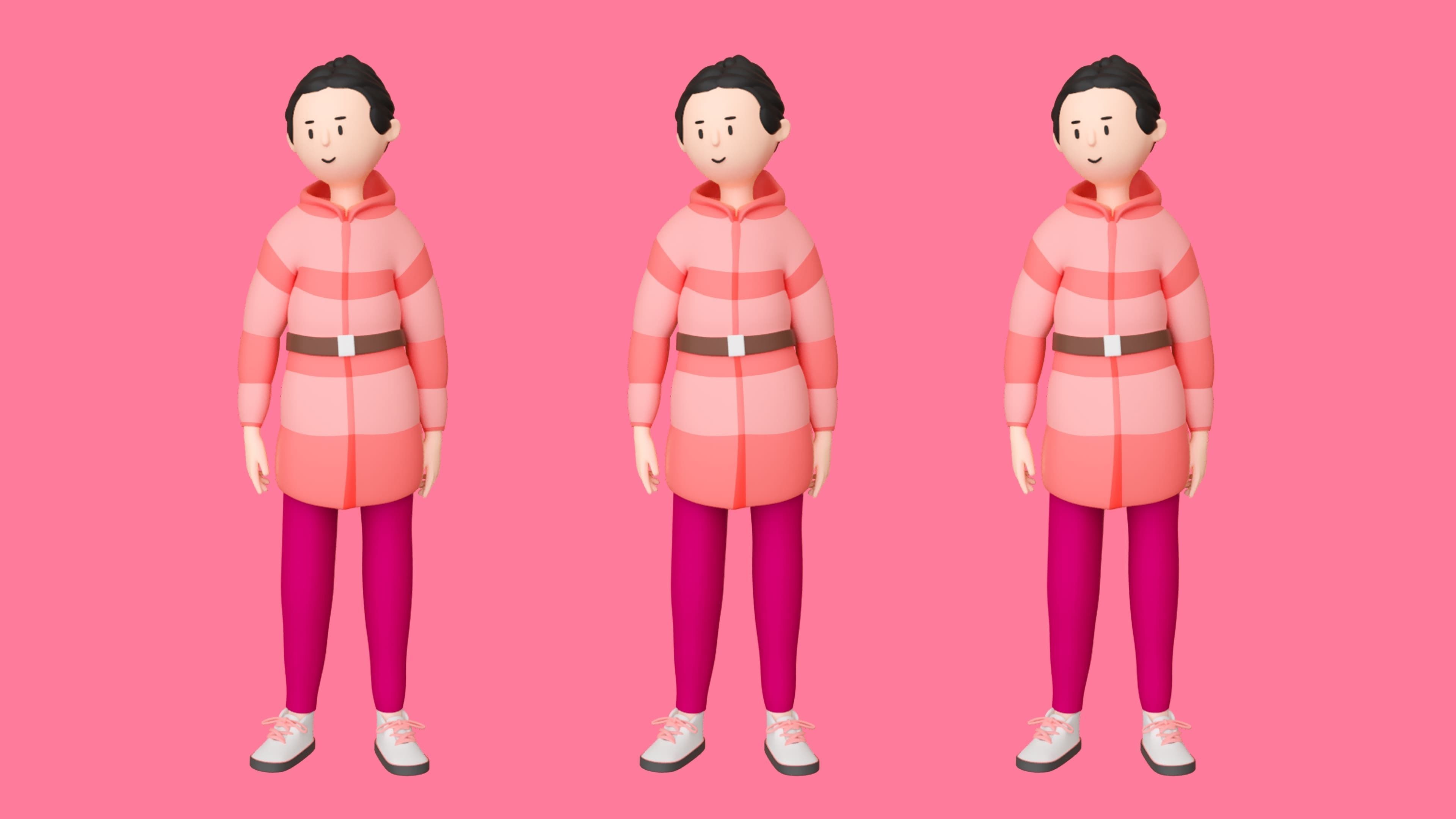 Casual Characters 2  Low-poly 3D model_16