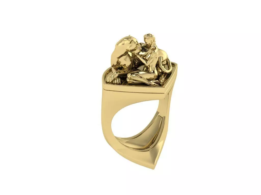 R241021910T gold ring with two animals Free 3D print model