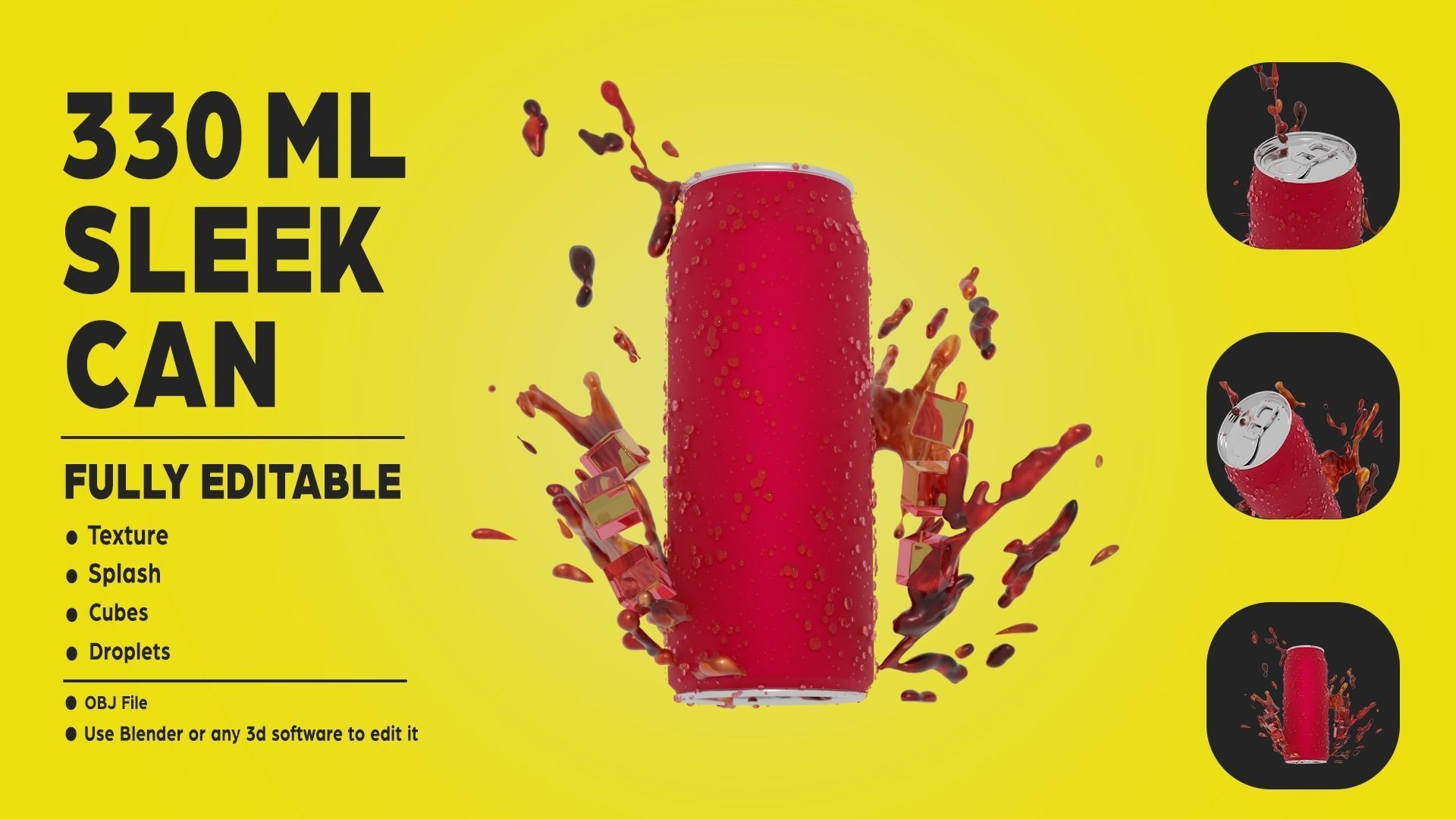 330 ml sleek can l 3d soda can mock up 3D model_1