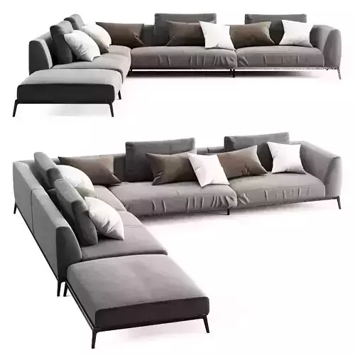 Sofa model sectional with pillows