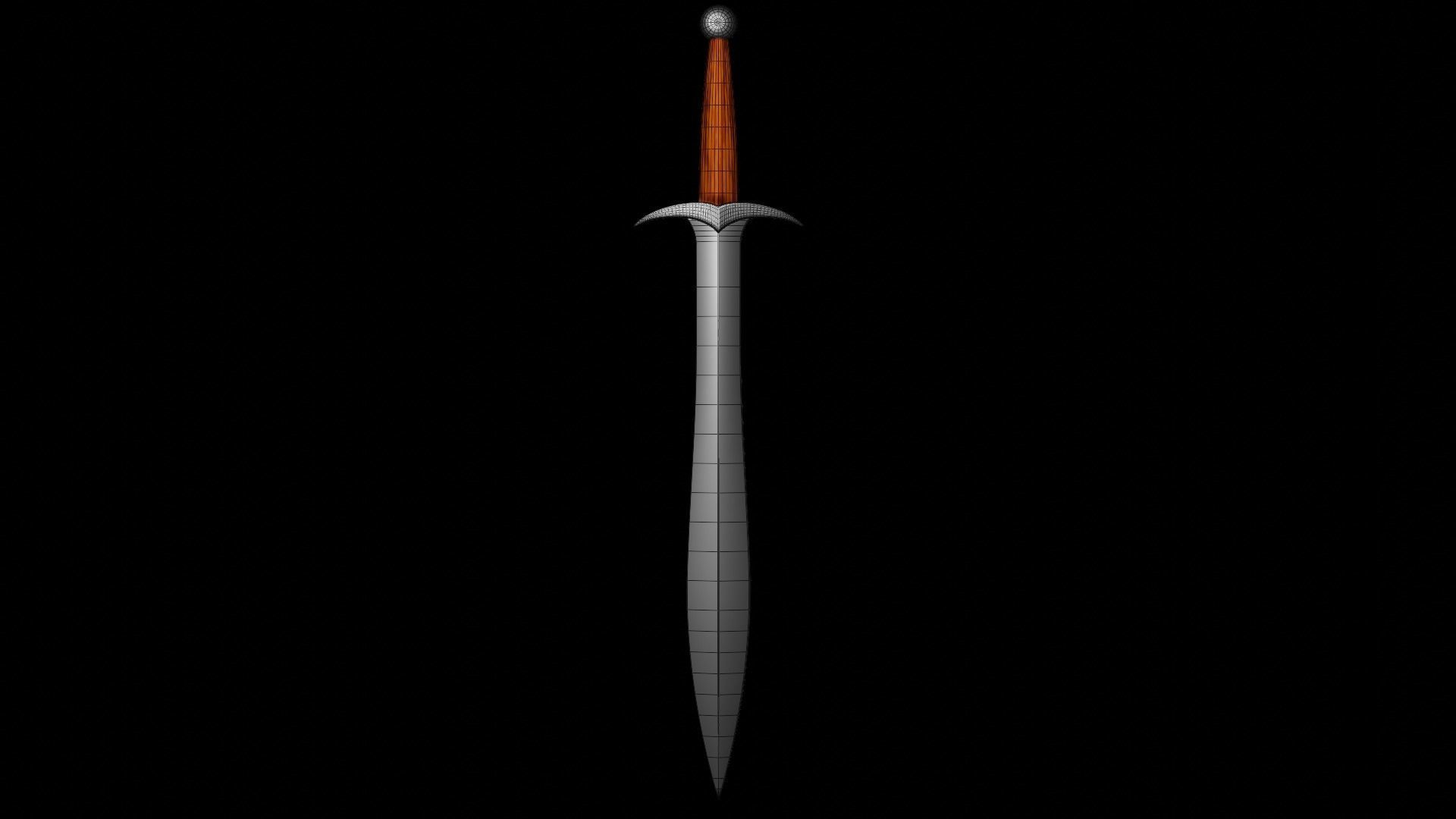 Sword from the trilogy of the Lord of the Rings movie Low-poly 3D model_4
