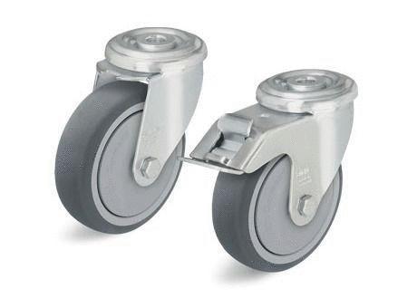 Pressed steel castors with bolt hole fitting, wheel with ther... Free 3D model