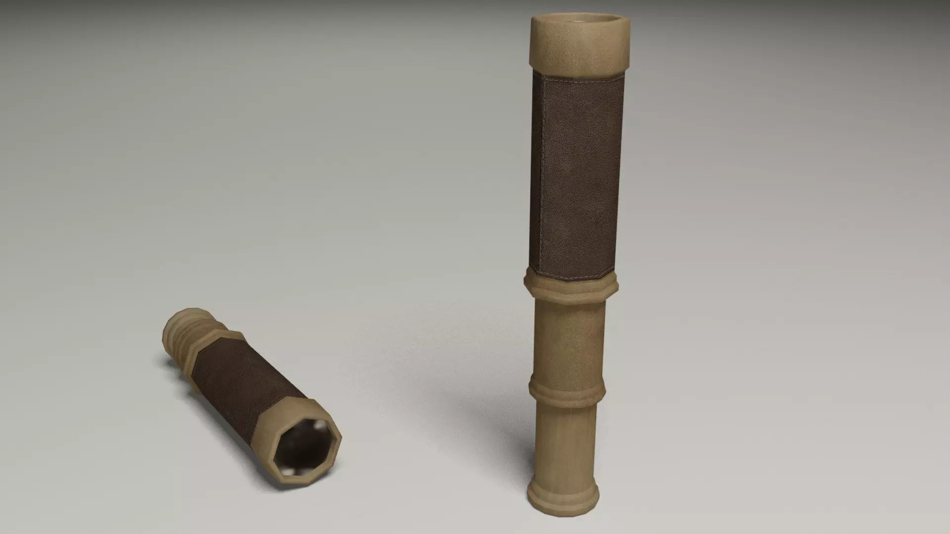 Pirate navigation telescope Low-poly 3D model_0