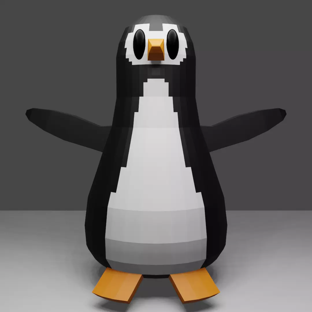Penguin pixel Free low-poly 3D model_0