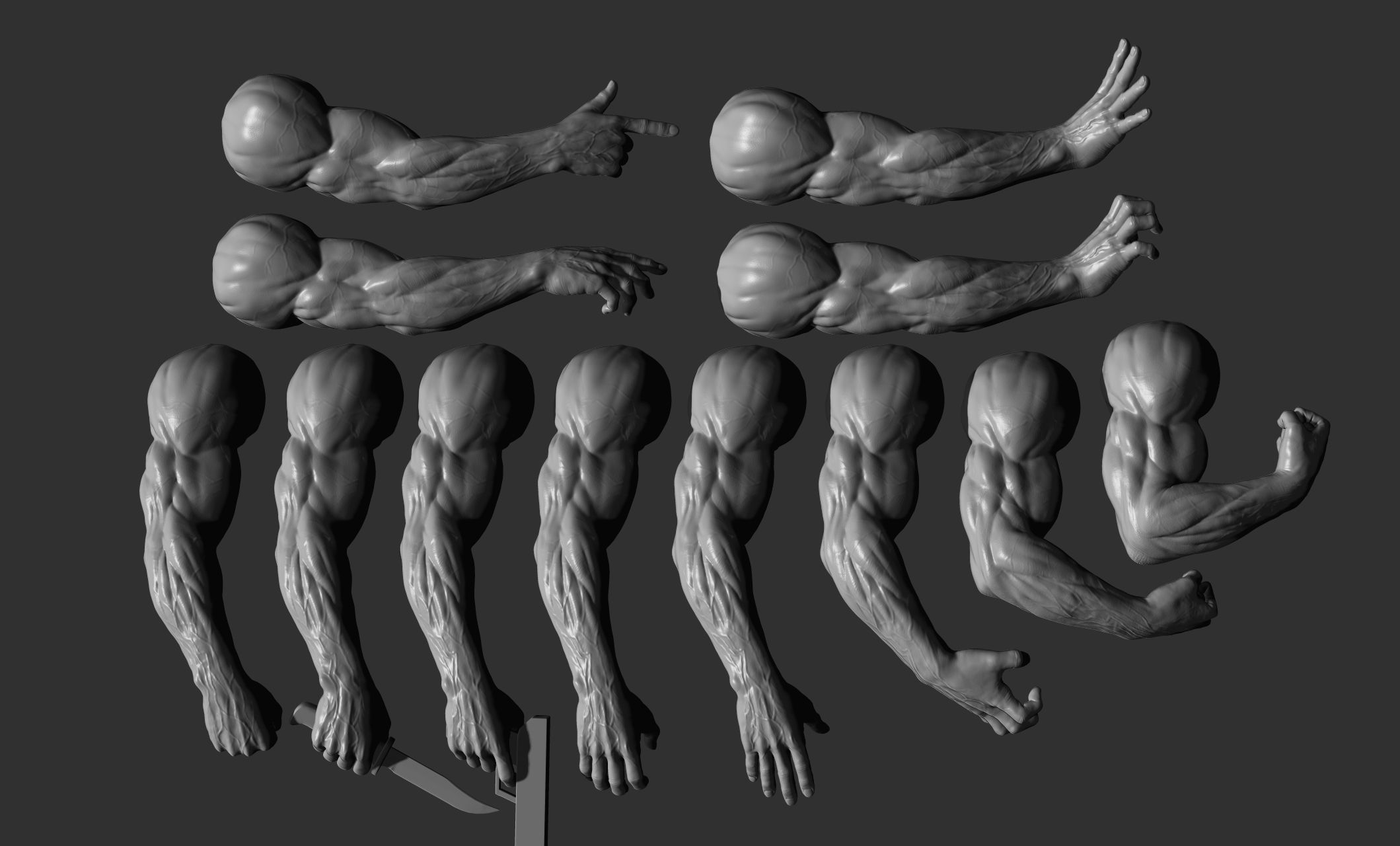 12 male arms 3D model_4
