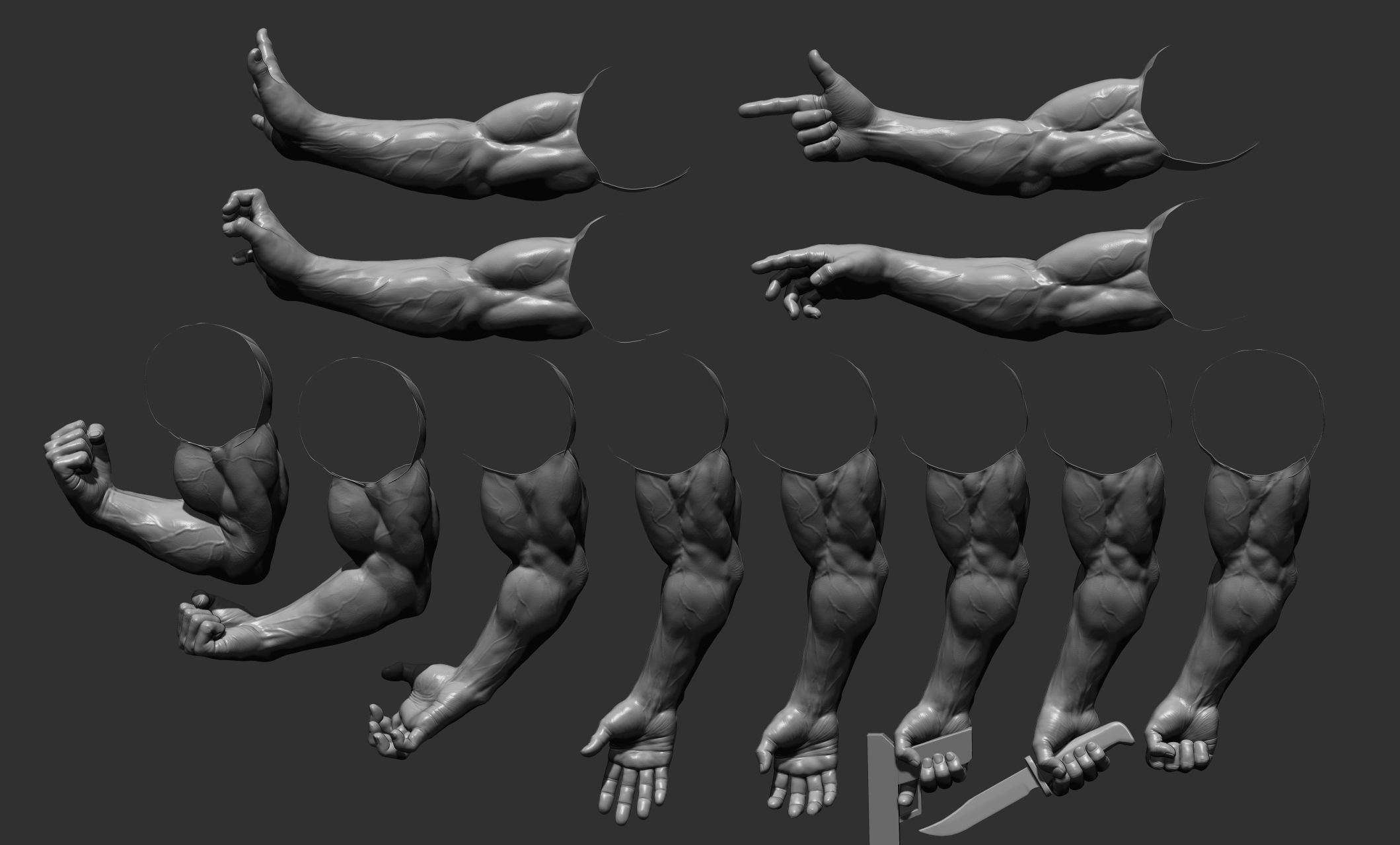 12 male arms 3D model_7