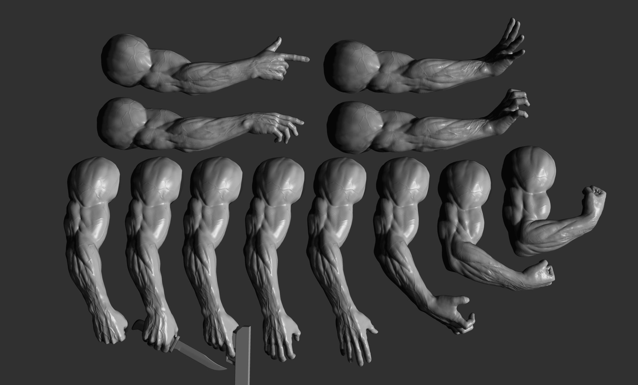 12 male arms 3D model_5